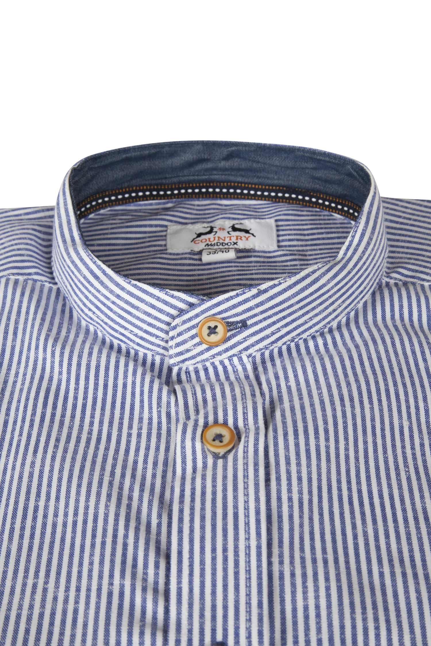 Trachtenhemd mit Streifen blau - Detail Kragen