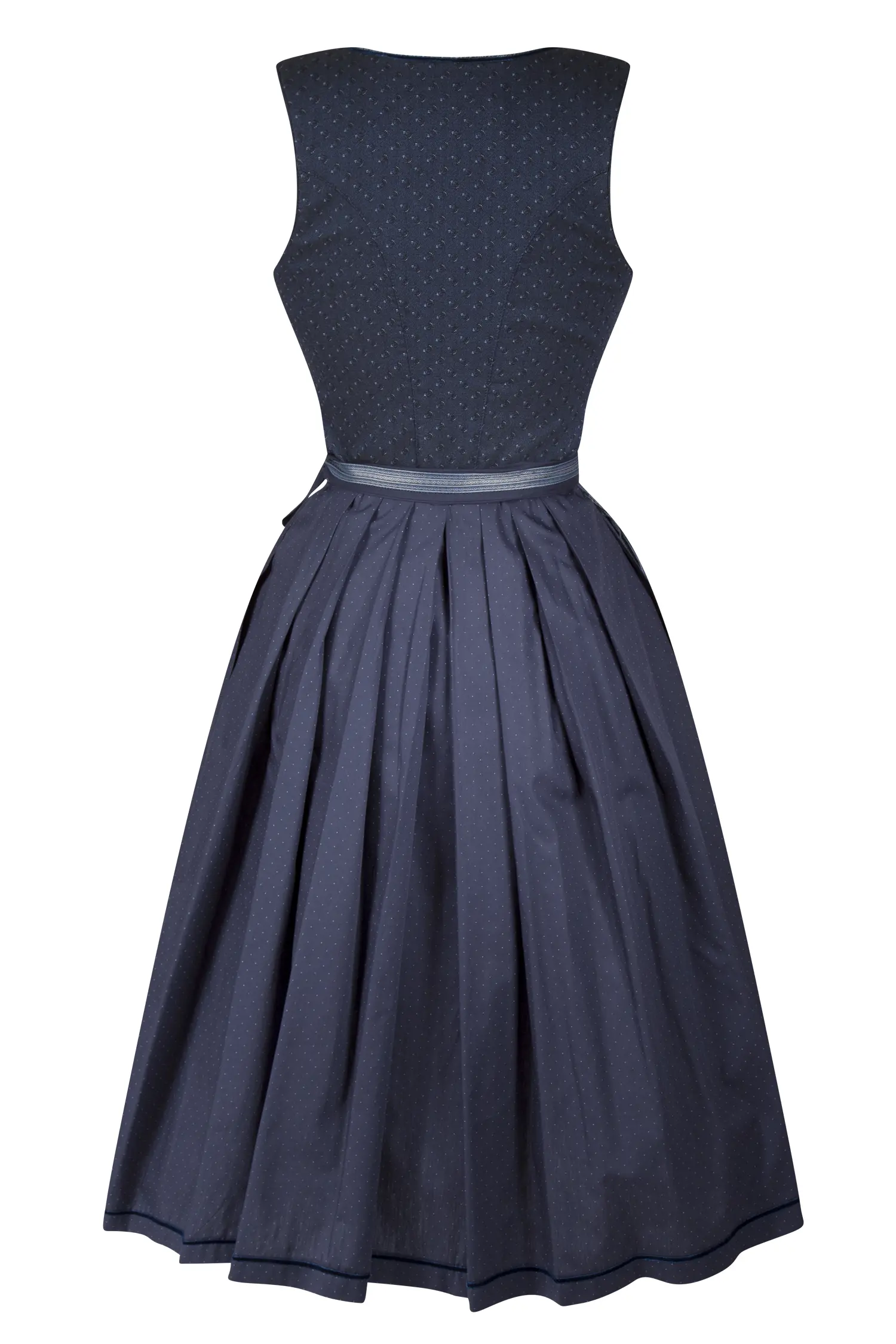 Exclusives Stretch-Dirndl in dunkelblau - Rückansicht