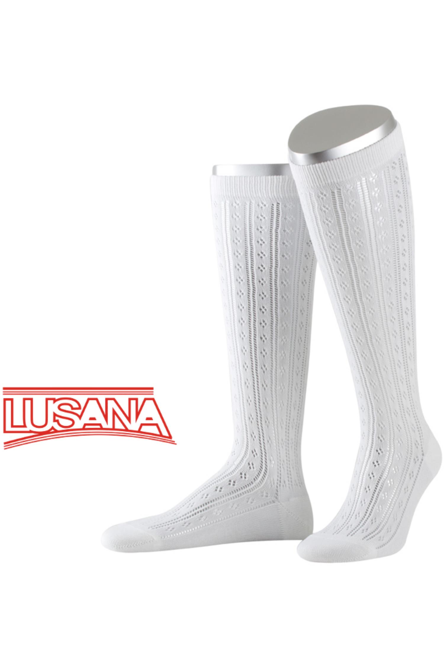 Trachtenkniestrumpf von Lusana in Weiß Lusana Trachtenkniestrumpf in Weiß