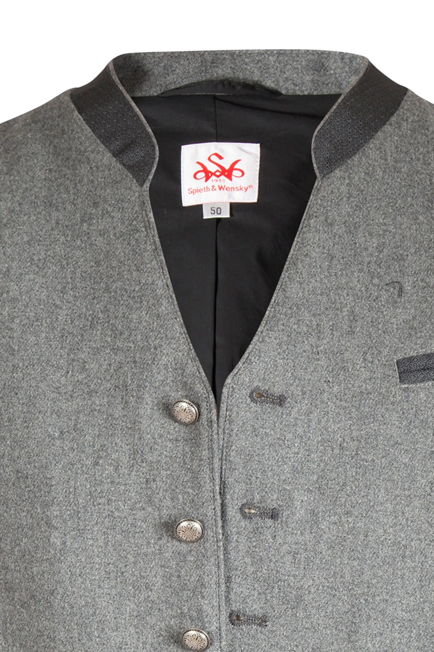 Trachtenweste Aris in grau/dunkelgrau - Detail Knöpfe