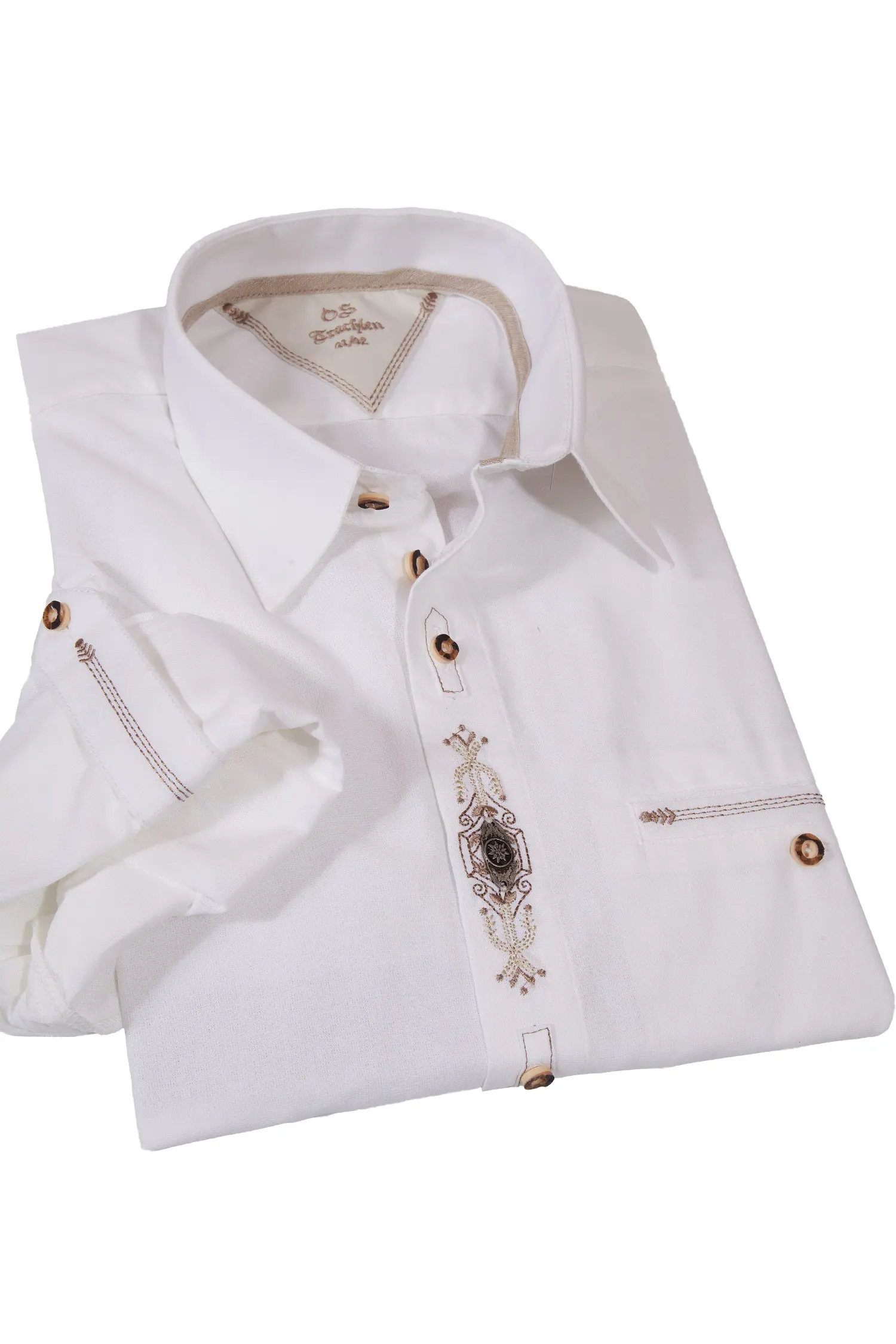 Trachtenhemd Landhaus weiß mit Krempelarm
