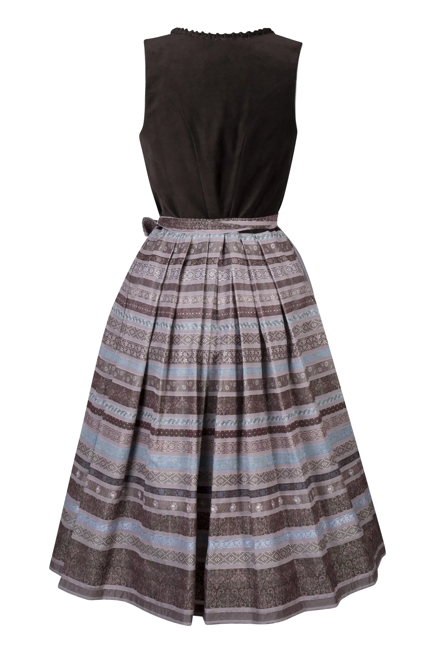 Samtdirndl von Tramontana in dunkelbraun / altrosa - Rückansicht