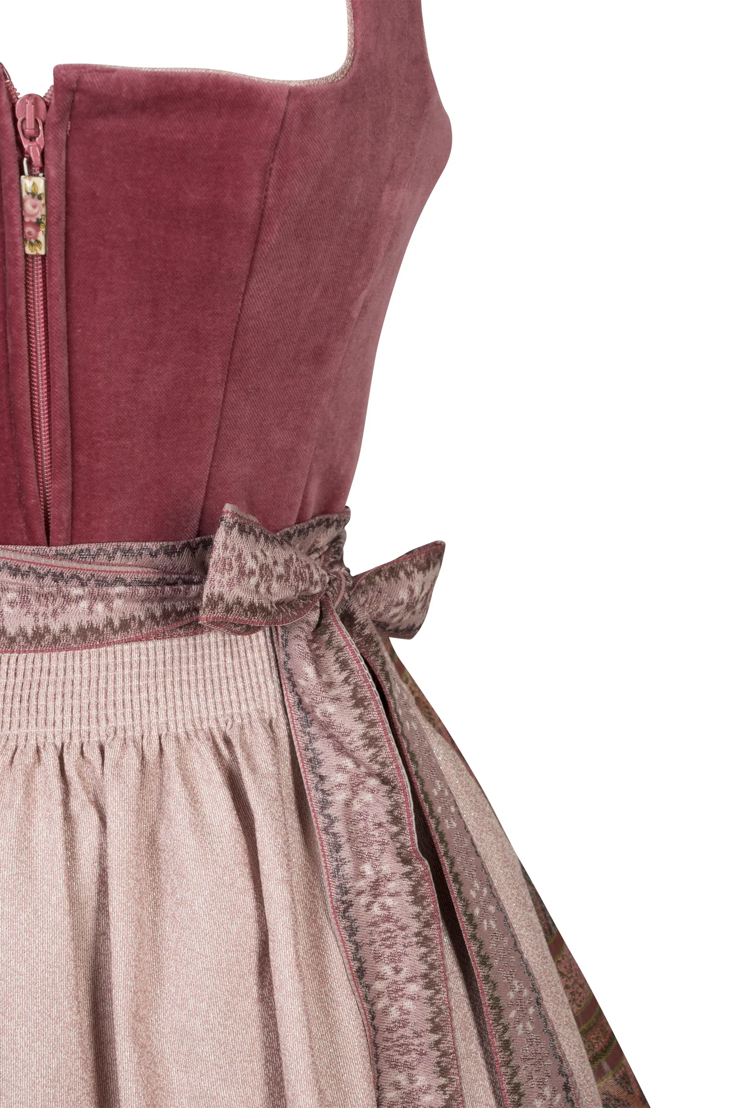 Tramontana Dirndl in altrosa mit Samtmieder - Detail Mieder