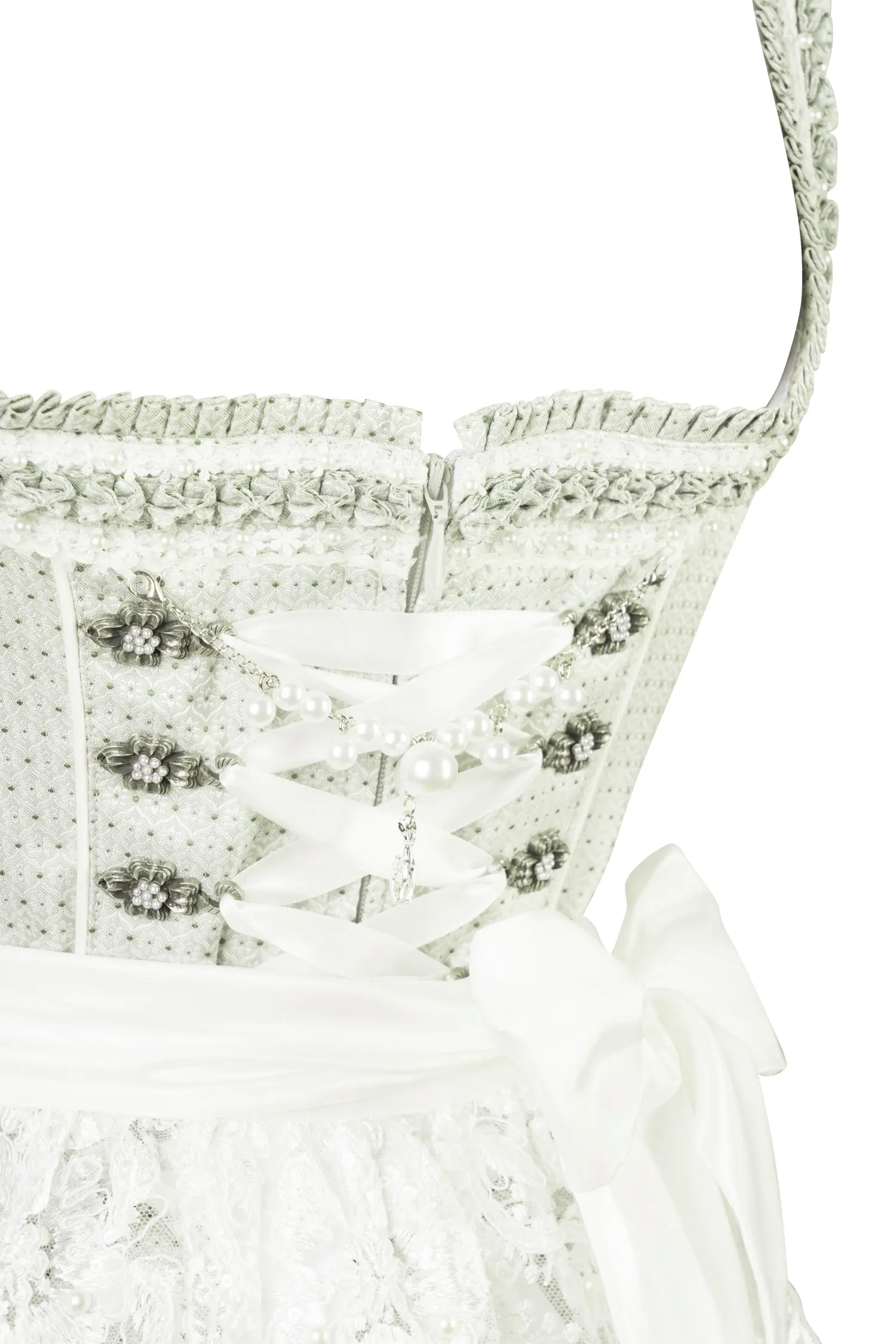 Dirndl Inka in hellgrün mit aufregenden Details - Detail Mieder