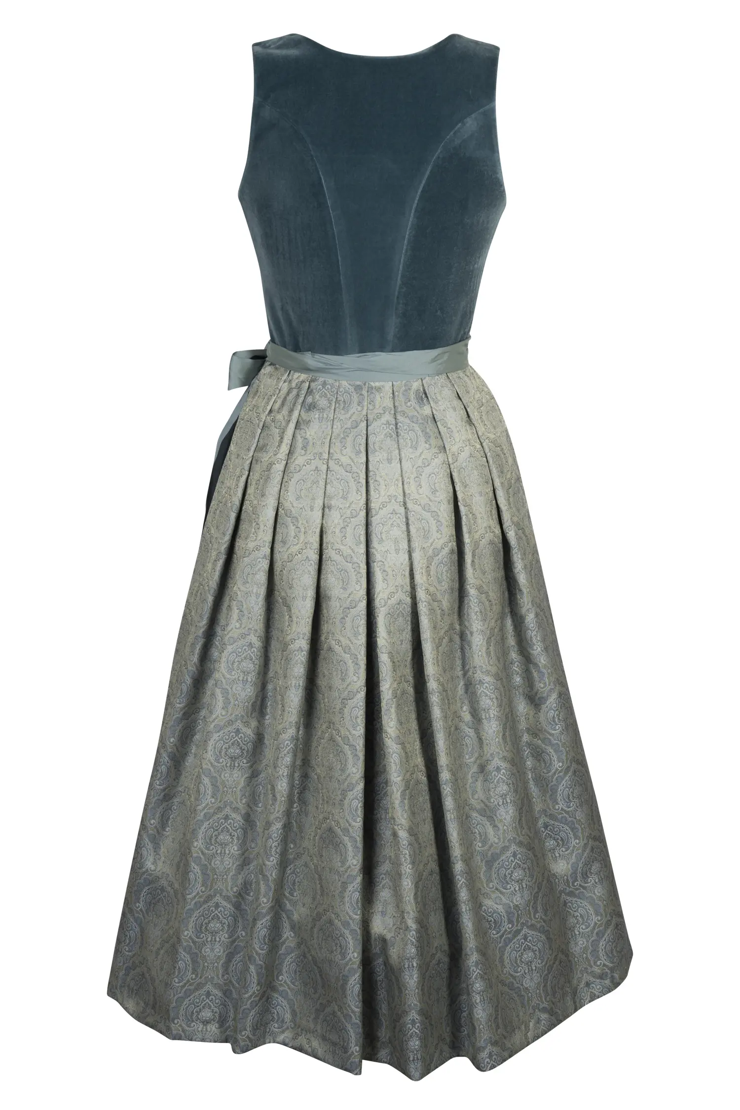 3093-0010-tk4-24-01-1603977 Wenger Dirndl Wiebke in petrol mit Samtmieder - Rückansicht