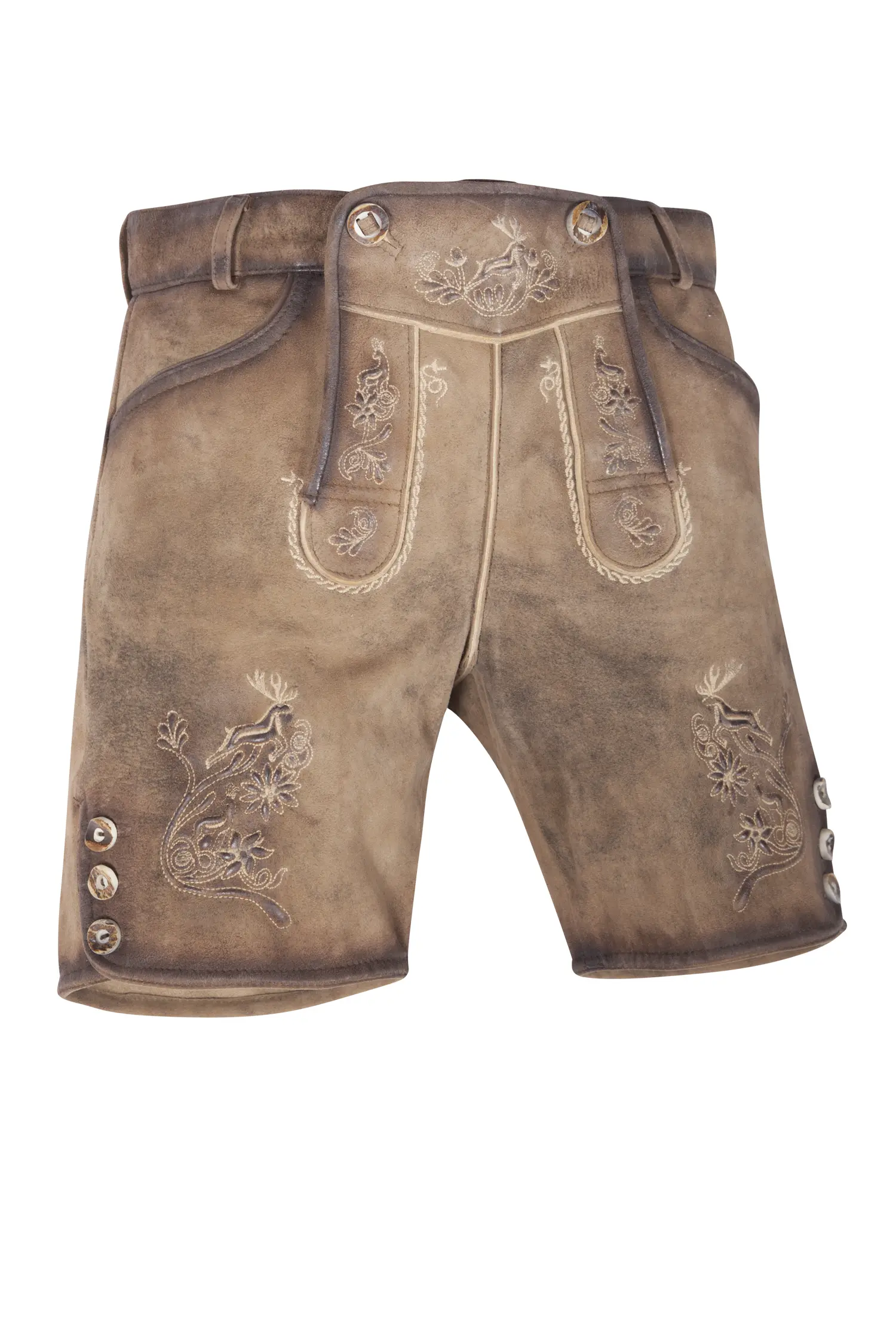 Damen Lederhose Maila in hopfen mit Latz