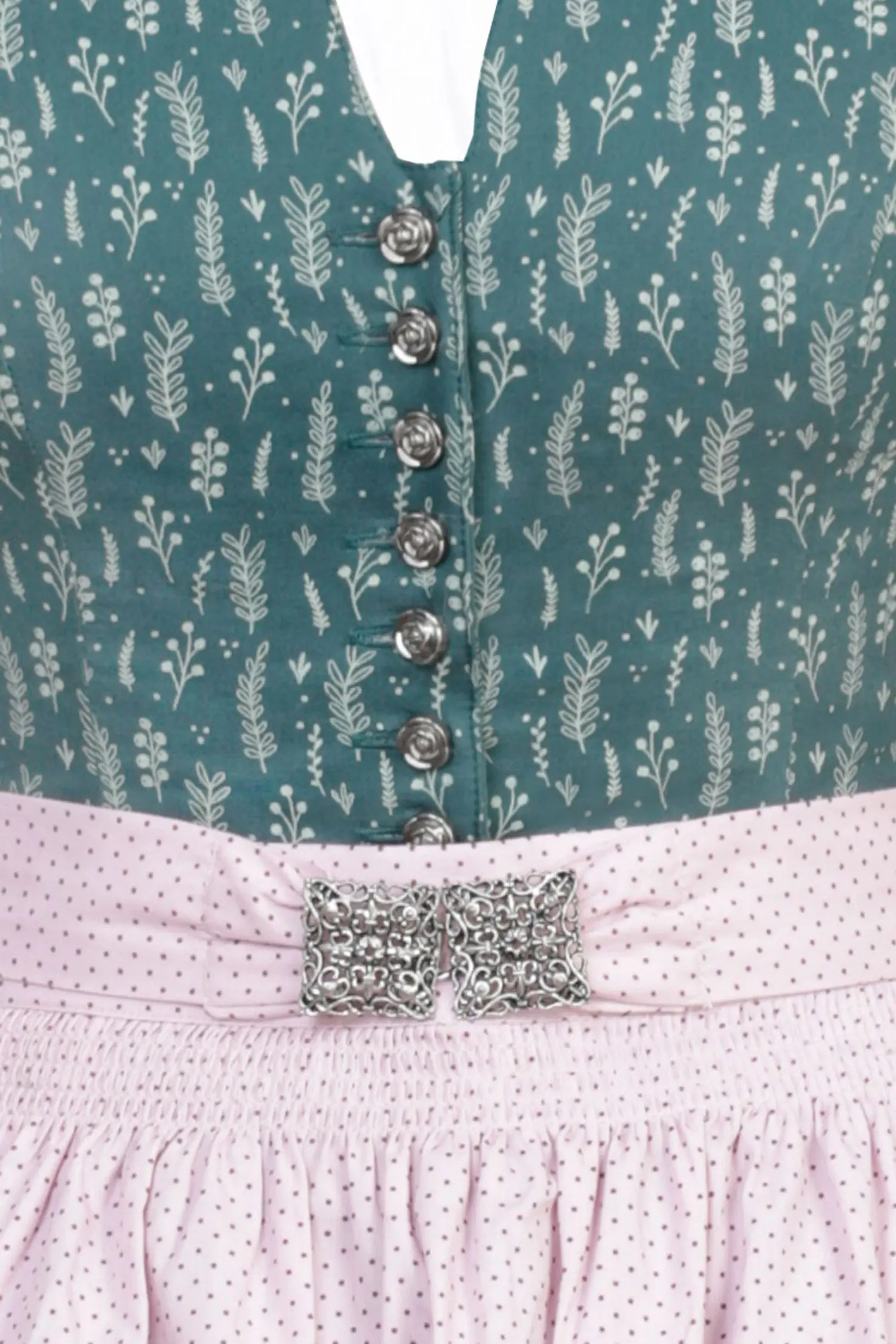 3081-0114-gn8-23-05-k-marjo1c Dirndl Greta in flaschengrün - Detail Mieder