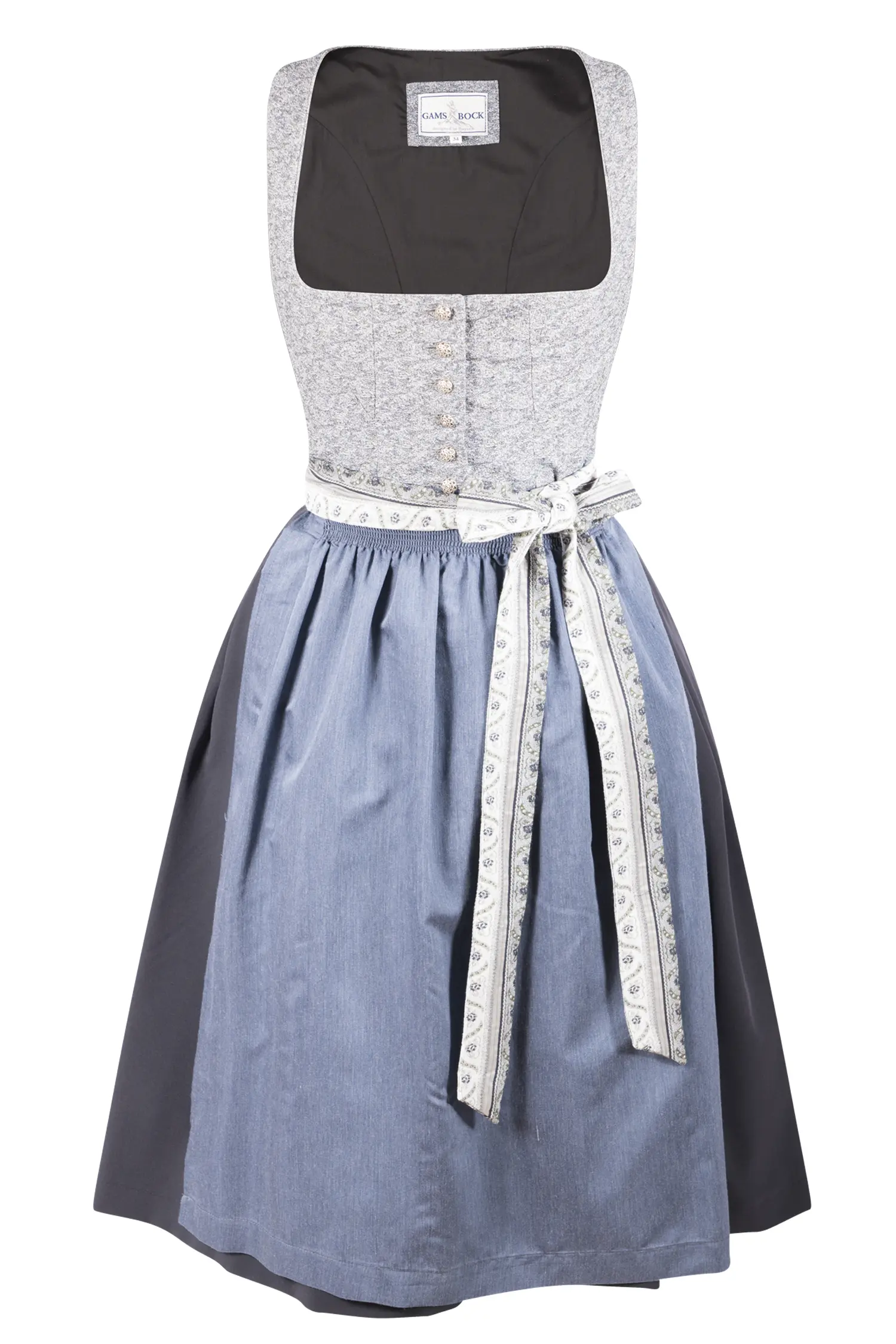 Gamsbock Dirndl in verschiedenen Blautönen