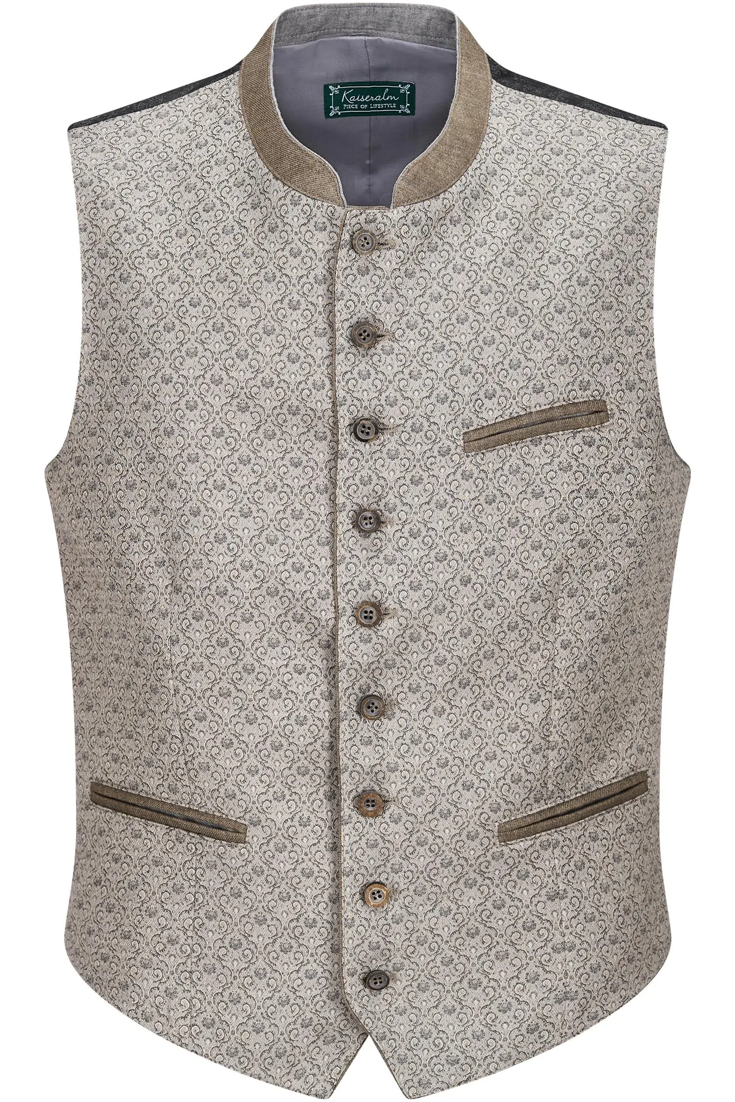 Beige Kaiseralm Weste mit Lederkragen Brixen