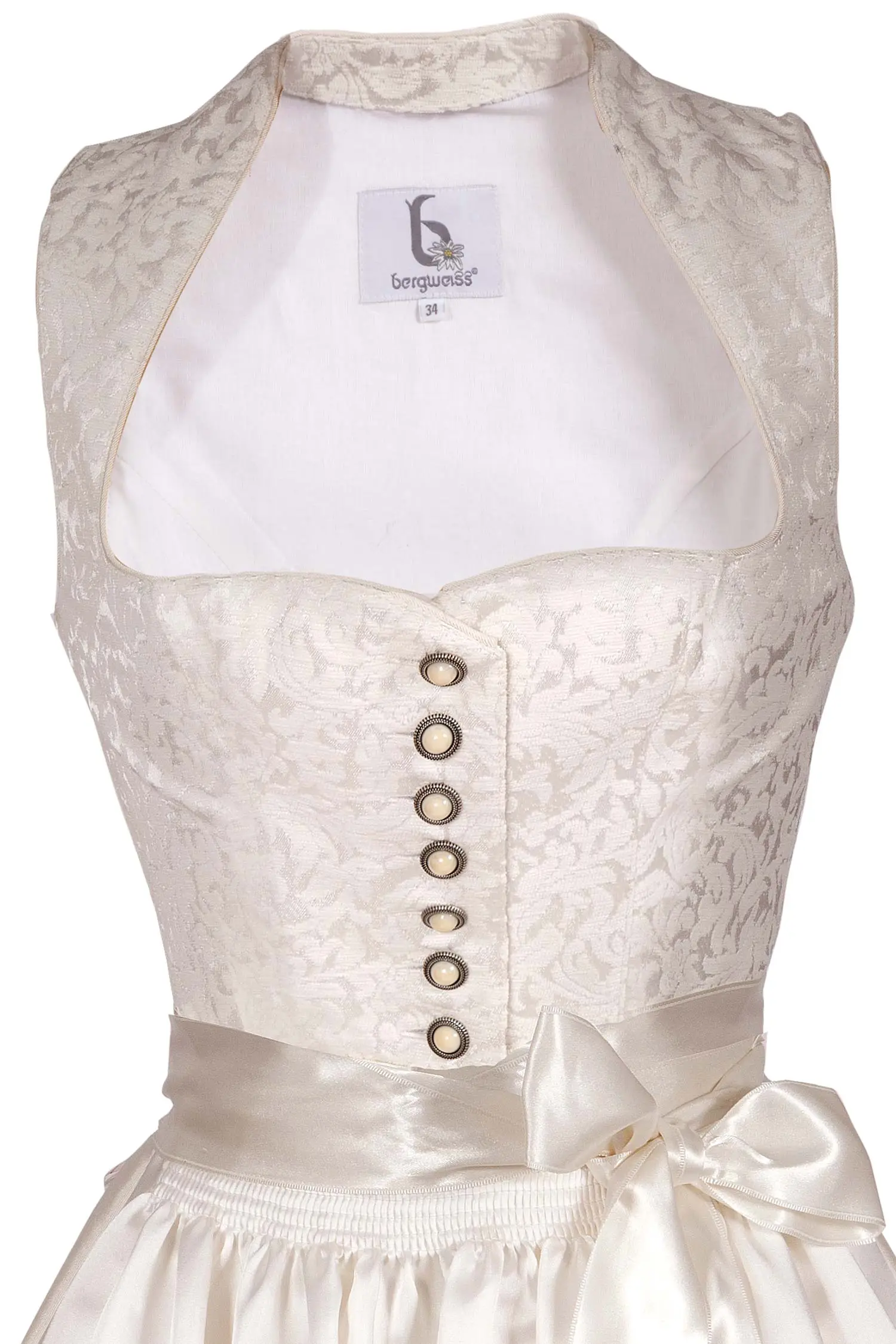 Brautdirndl in elfenbein mit Herzausschnitt Mieder