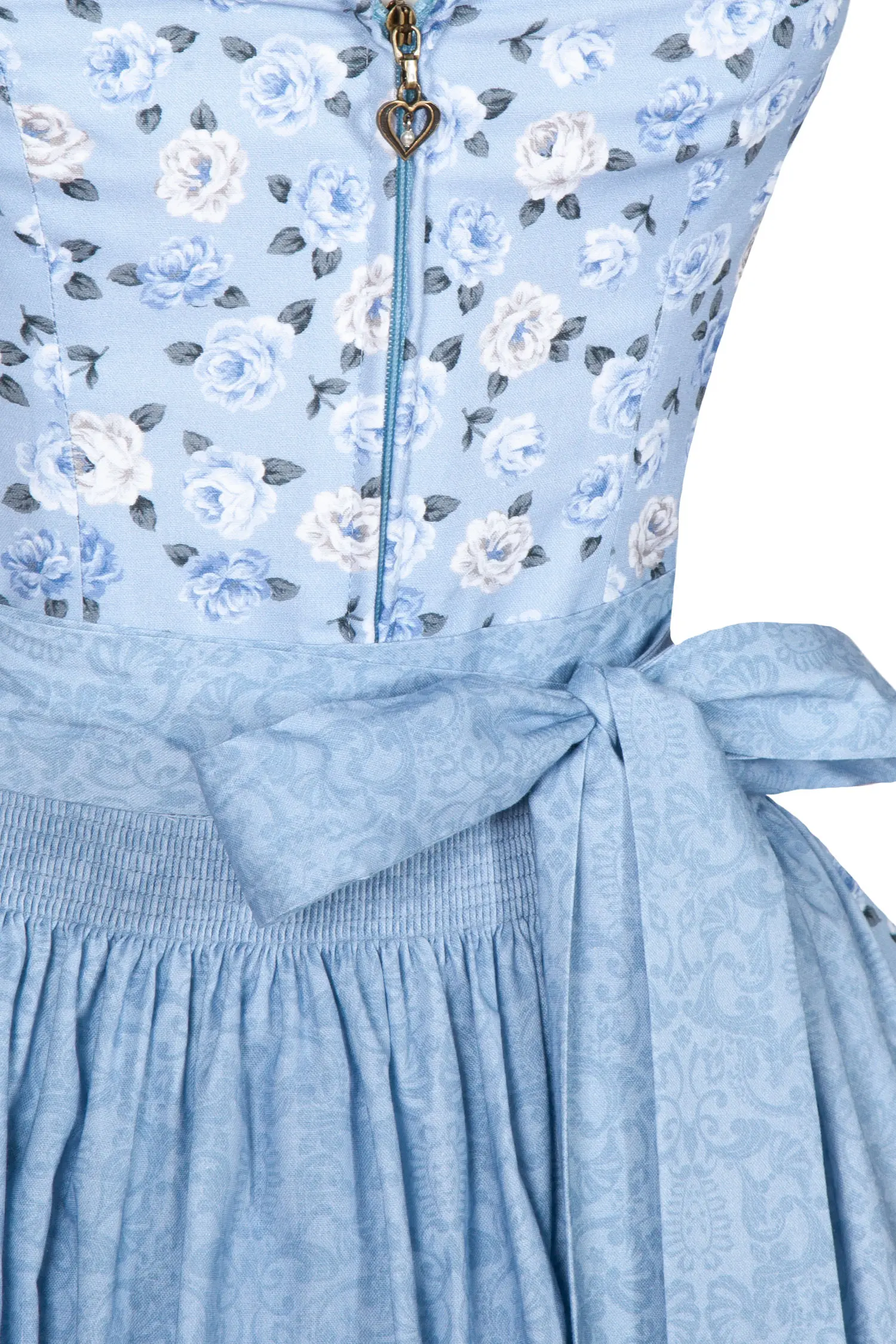 Sportalm Dirndl in Babyblau mit Blümchenprint - Detail Mieder