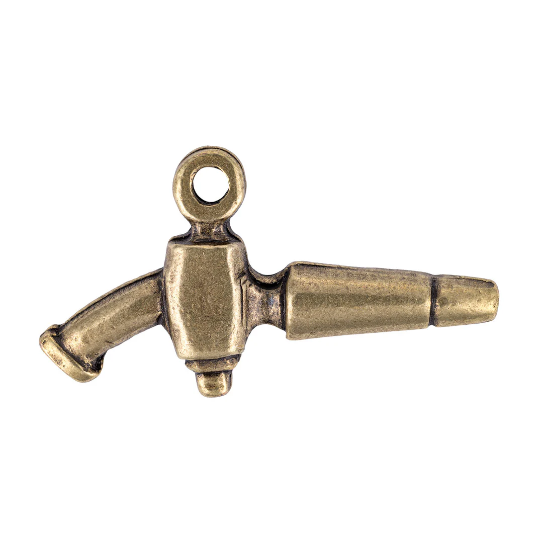 Gaudiknopf Zapfhahn in Altmessing