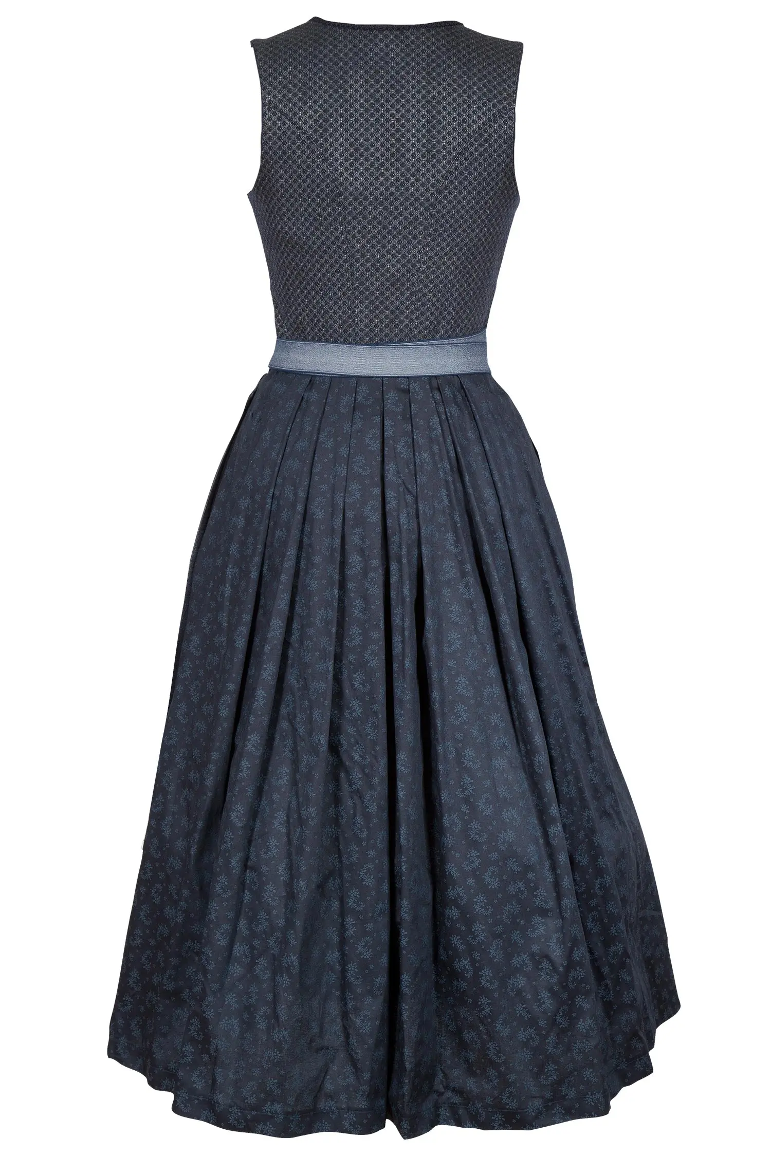 Langes Dirndl in dunkelblau mit Stretch in XXL hinten