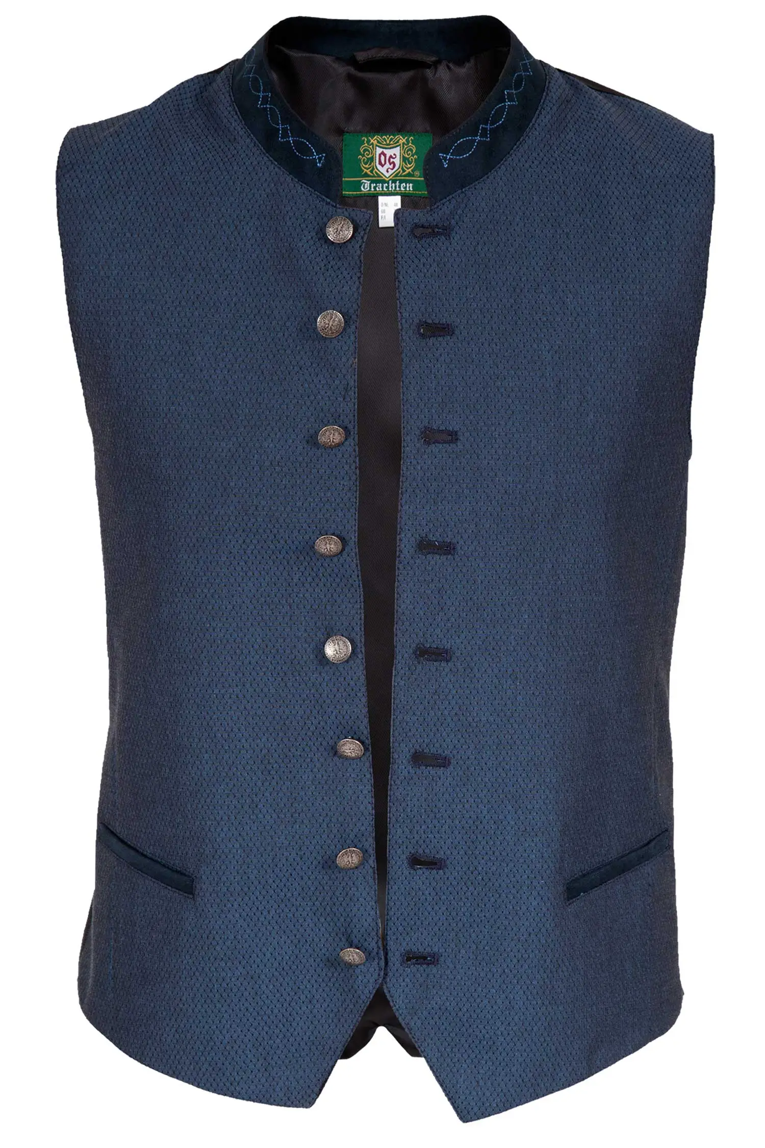 Trachtenweste in marine aus feinem Webstoff