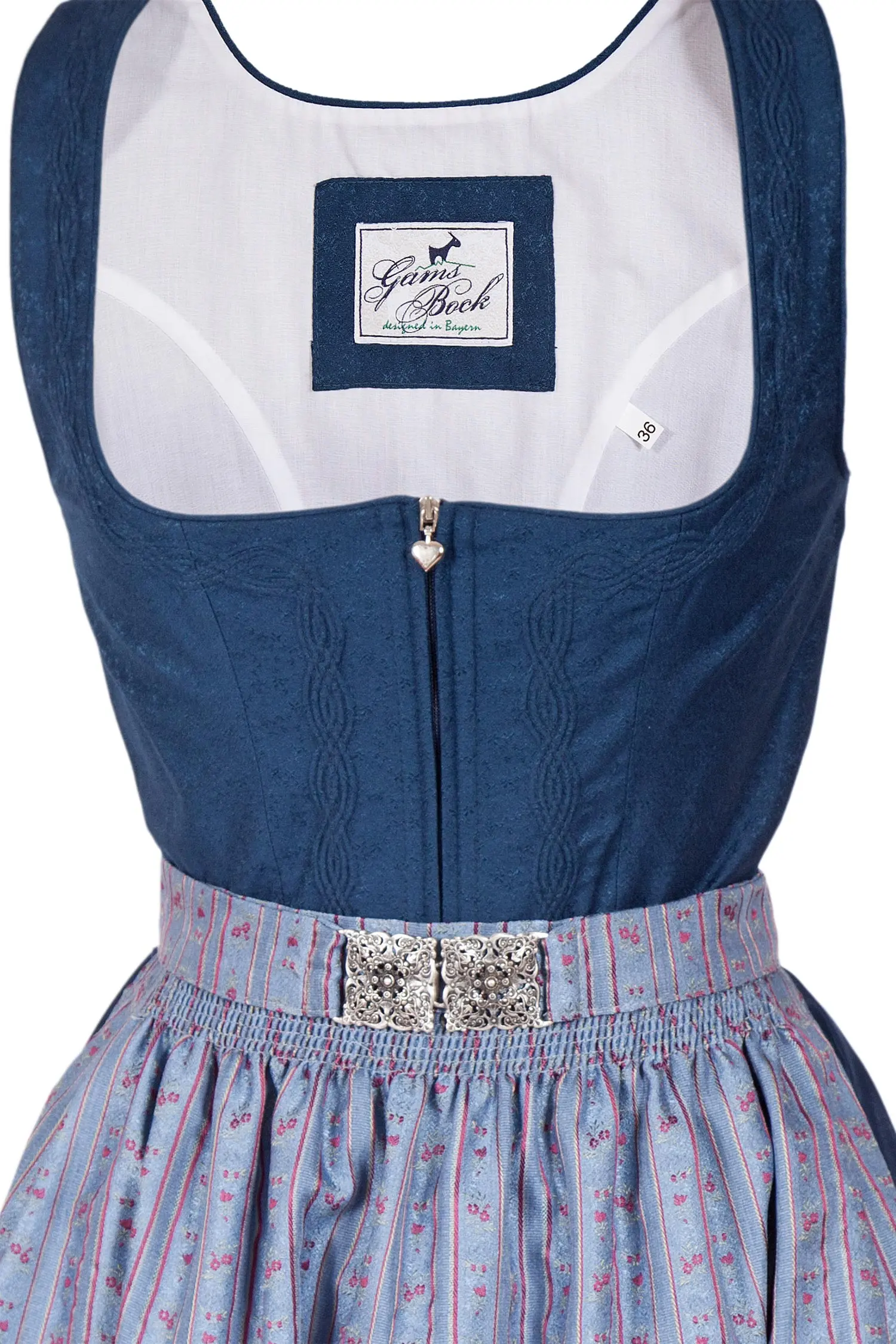 Midi Dirndl traditionell in dunkelblau bis Gr. XXL Mieder