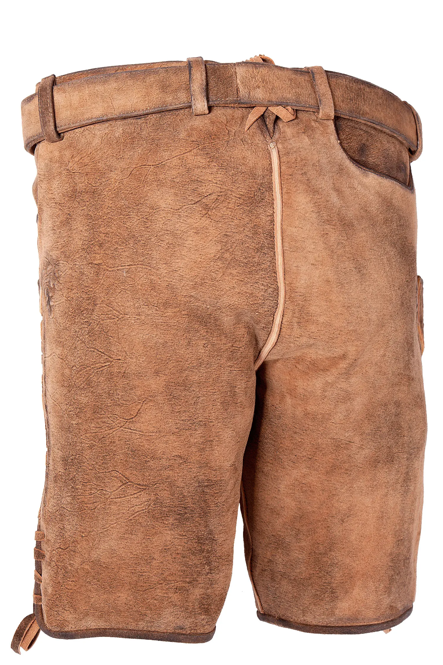 Besondere Lederhose in Honigbraun - Rückansicht