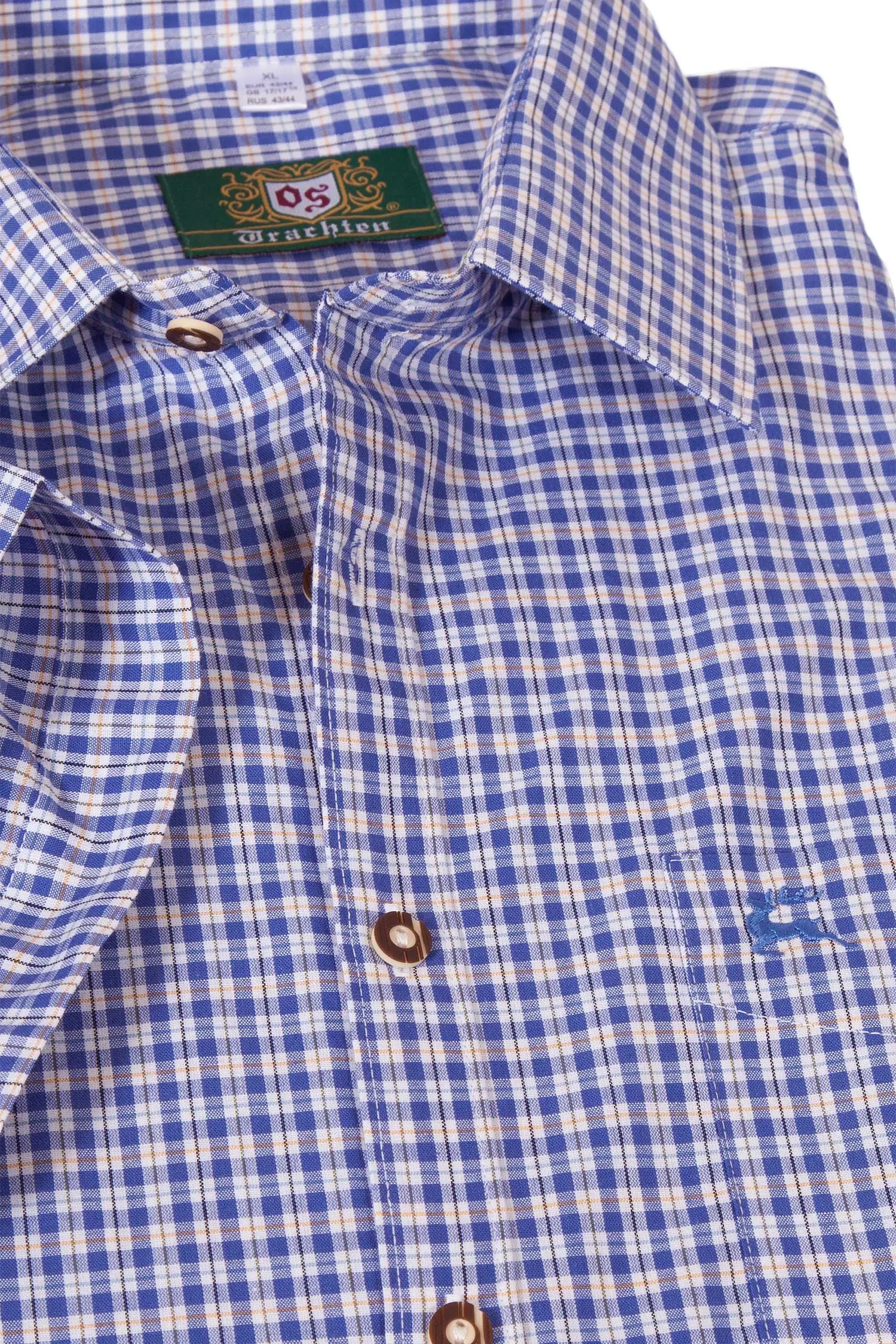trachtenhemd-kurzarm-karo-blau-1555-1064-bl5-19-04d-8586-b Trachtenhemd blau weiß kariert kurzärmelig Detail