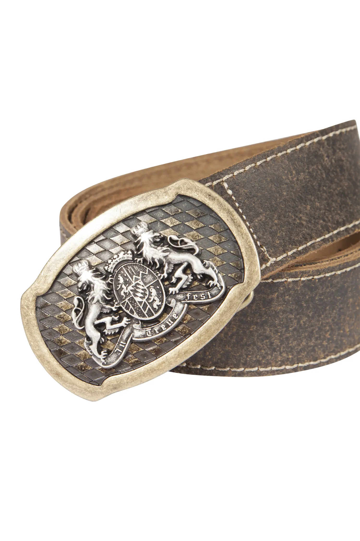 Trachtengürtel dunkelbraun mit ovaler Wappenschließe - Detail