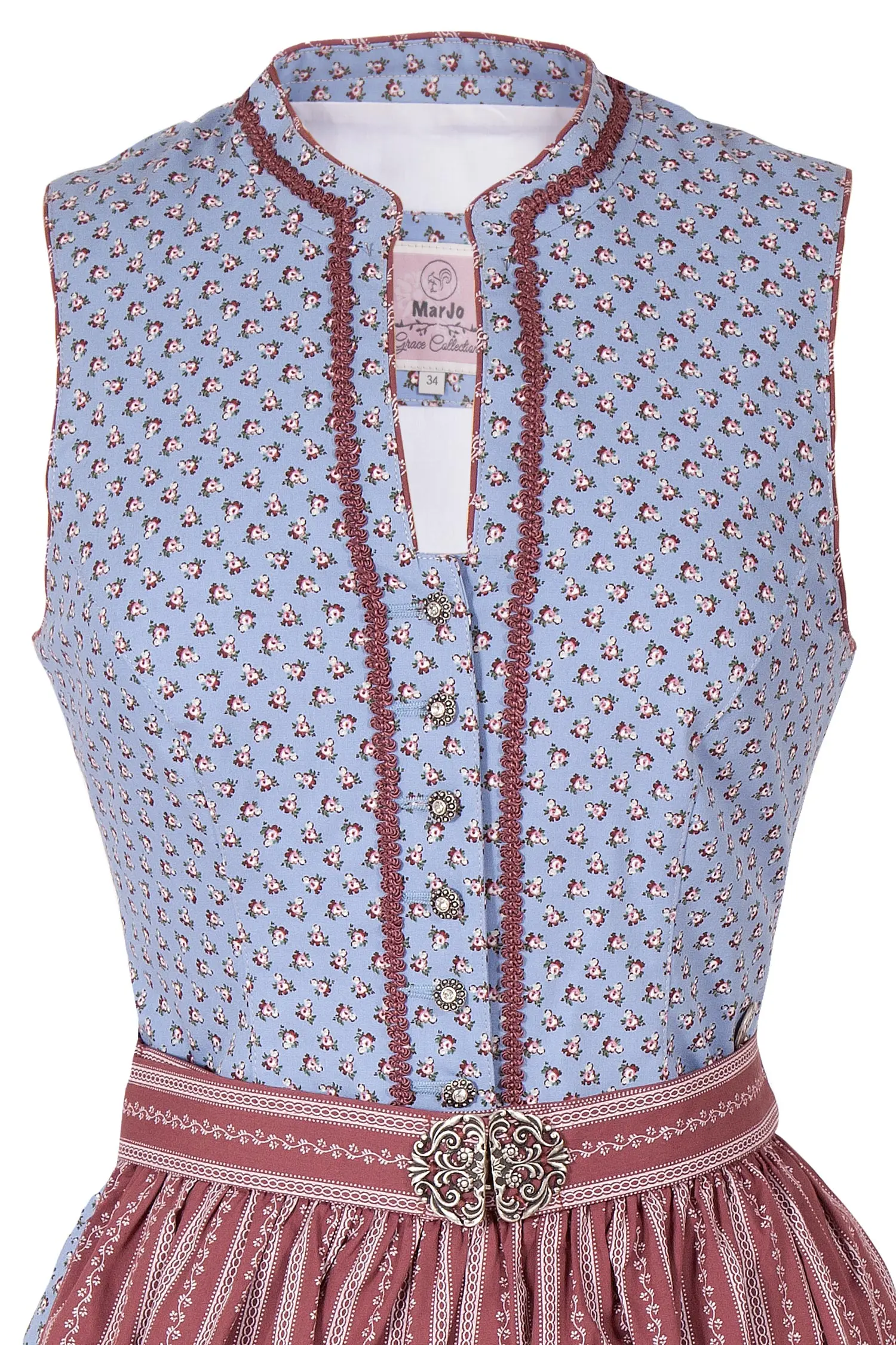 mini-dirndl-baumwolle-hellblau-3081-0061-bl4-19-07a-2385-b Mini Dirndl Sabella hochgeschlossen in hellblau Mieder