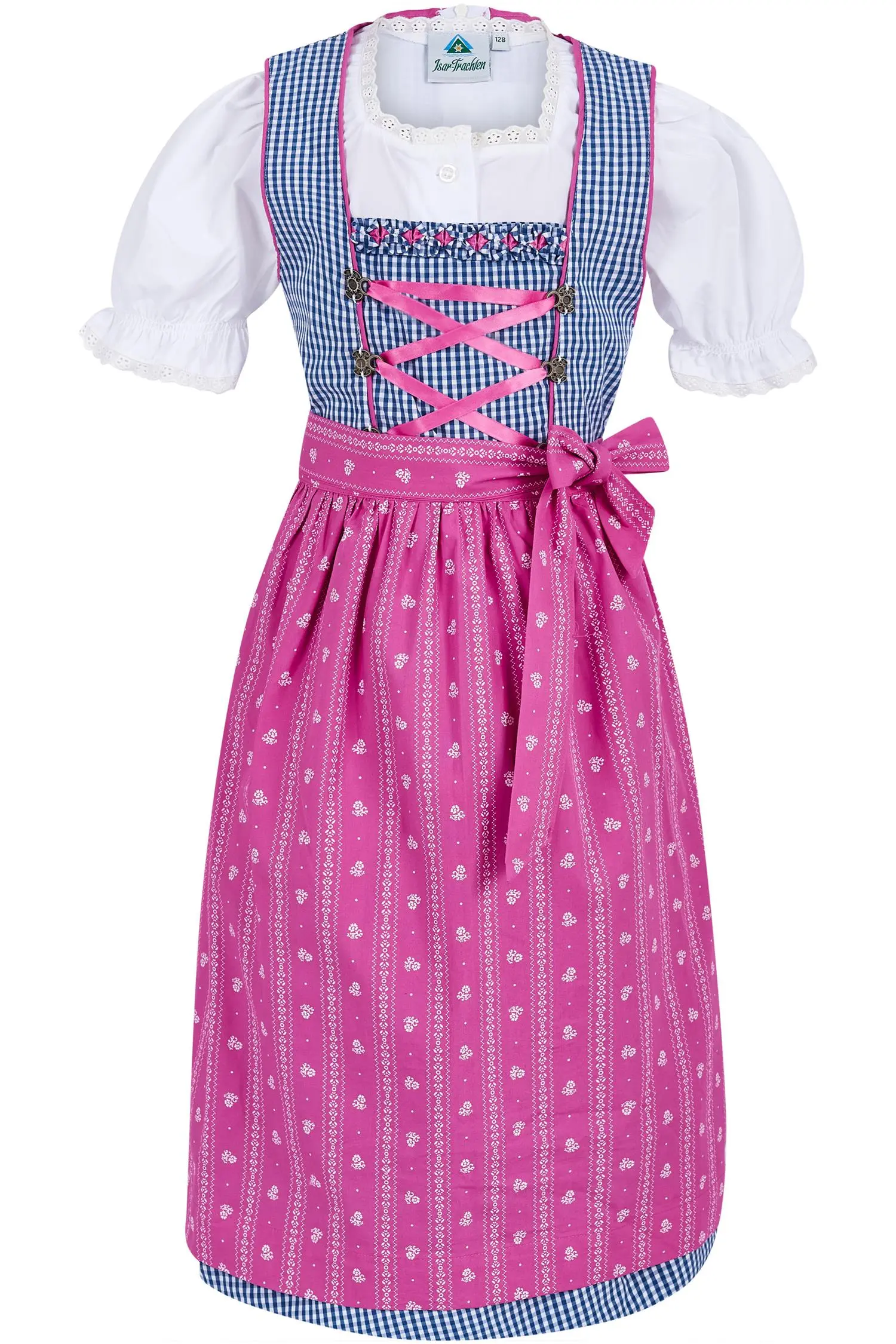 Isar-Trachten Kinderdirndl in rosa/blau Isar-Trachten Kinderdirndl