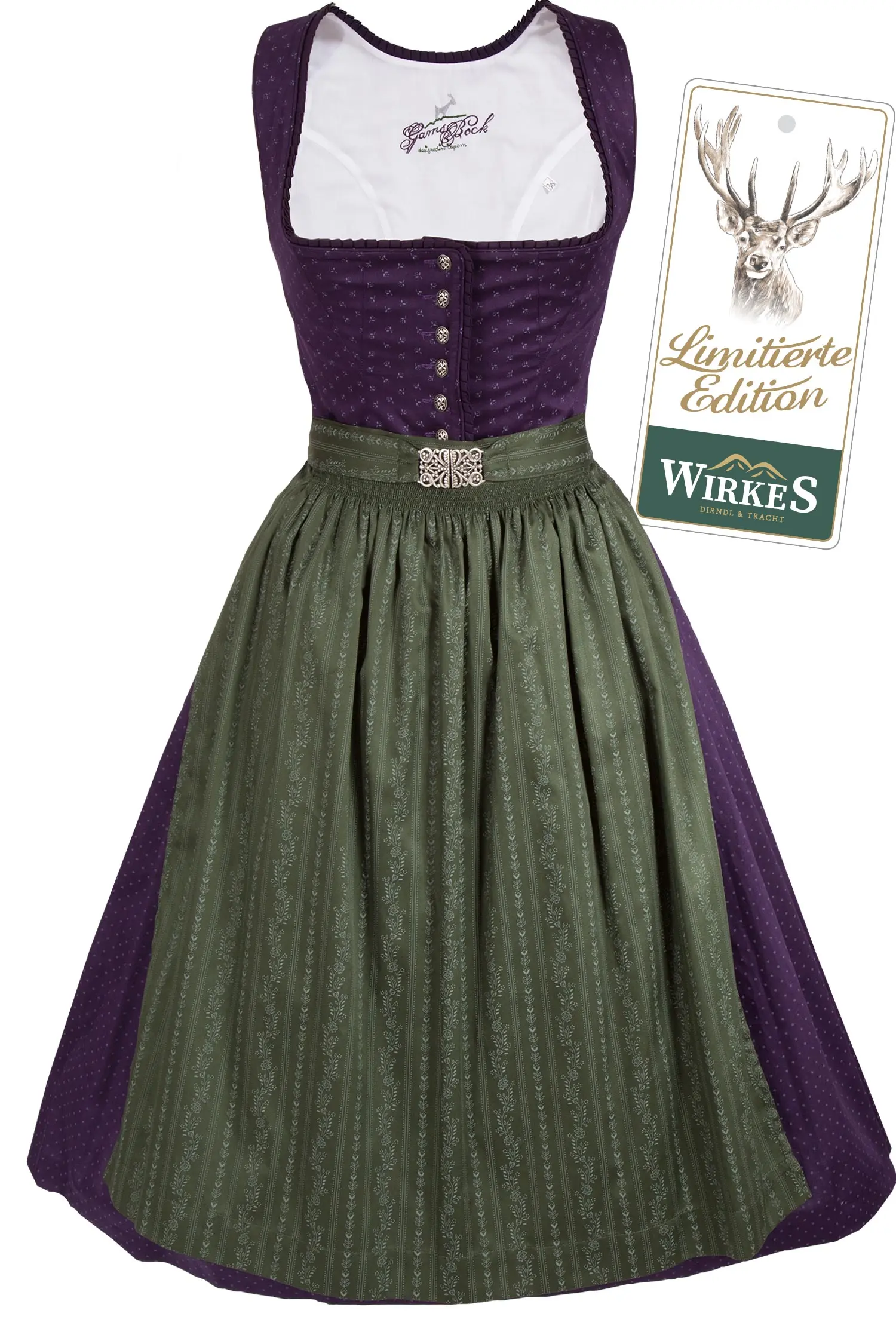 Midi Dirndl Kathi in aubergine und dunkelgrün Limitierte Edition