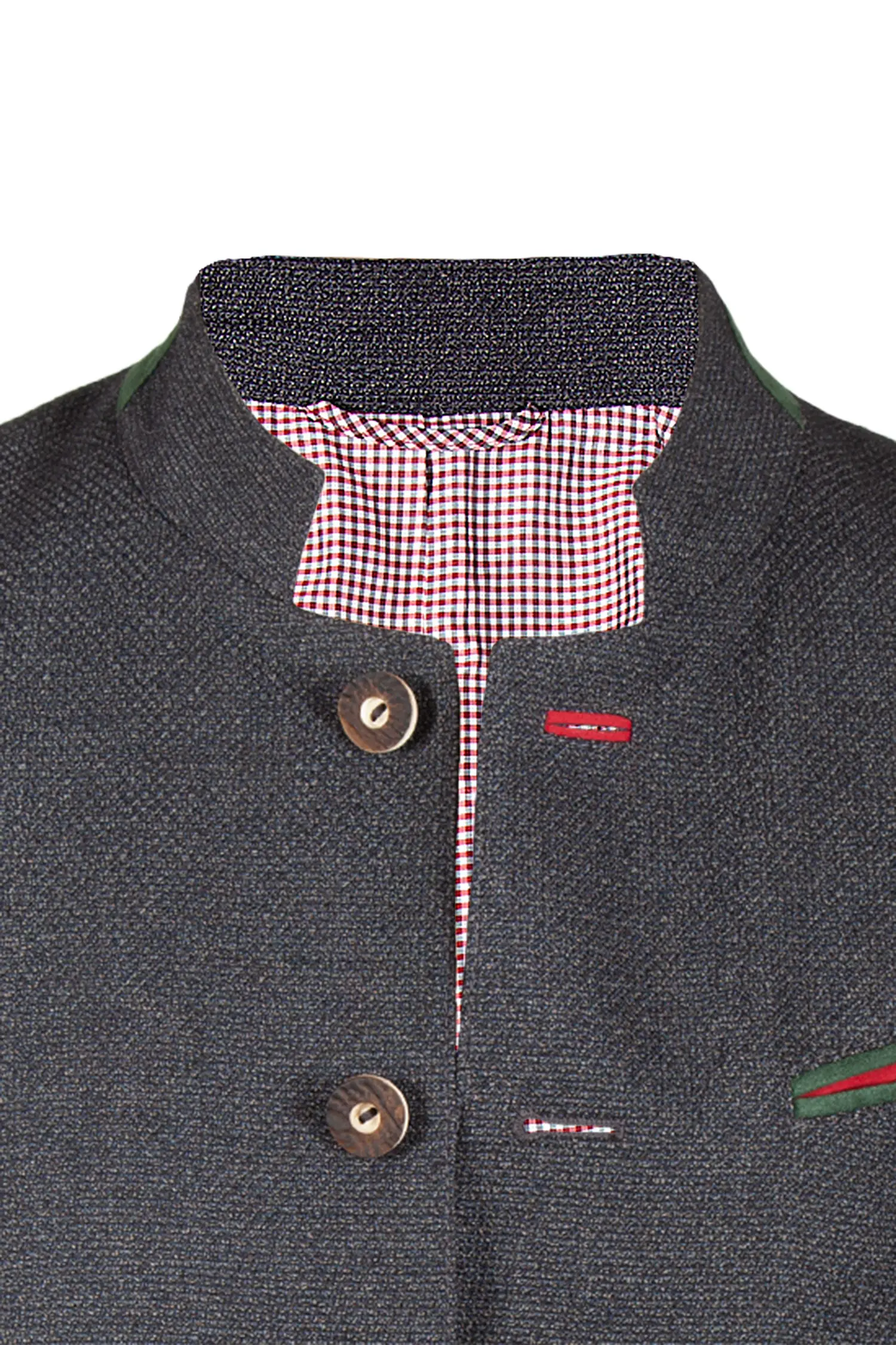 Herren Trachtenjanker Freising in anthrazit - Detail Knopfleiste