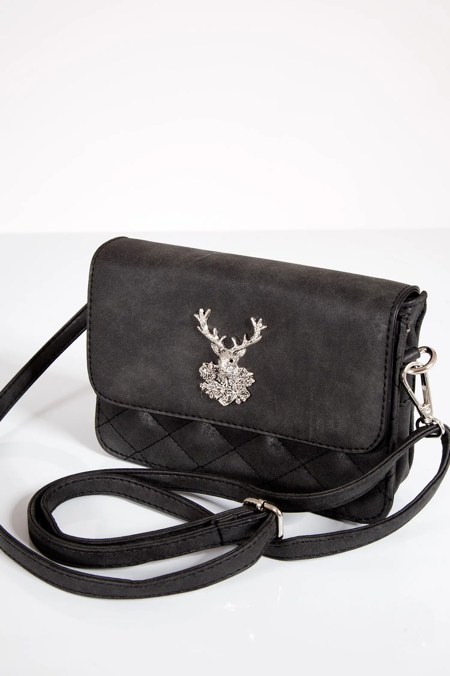 Trachtentasche mit Hirsch in schwarz zum umhängen