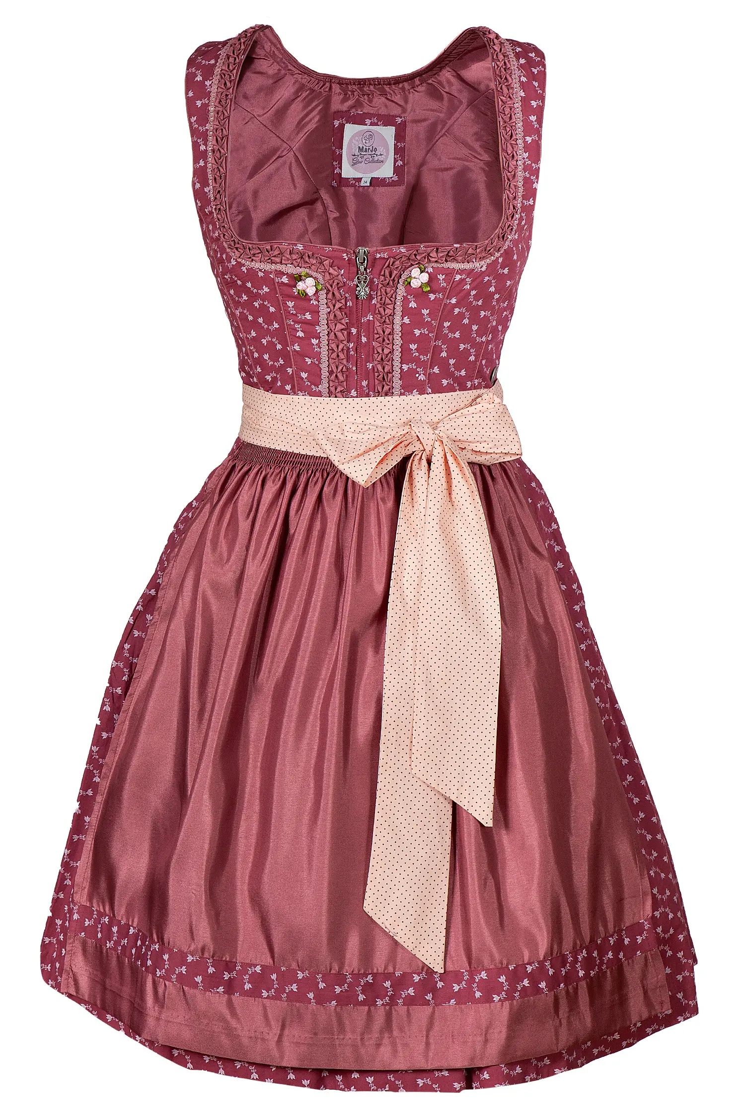 3081-0106-ro9-22-08d-1946 Dirndl in rot mit Blumenmuster