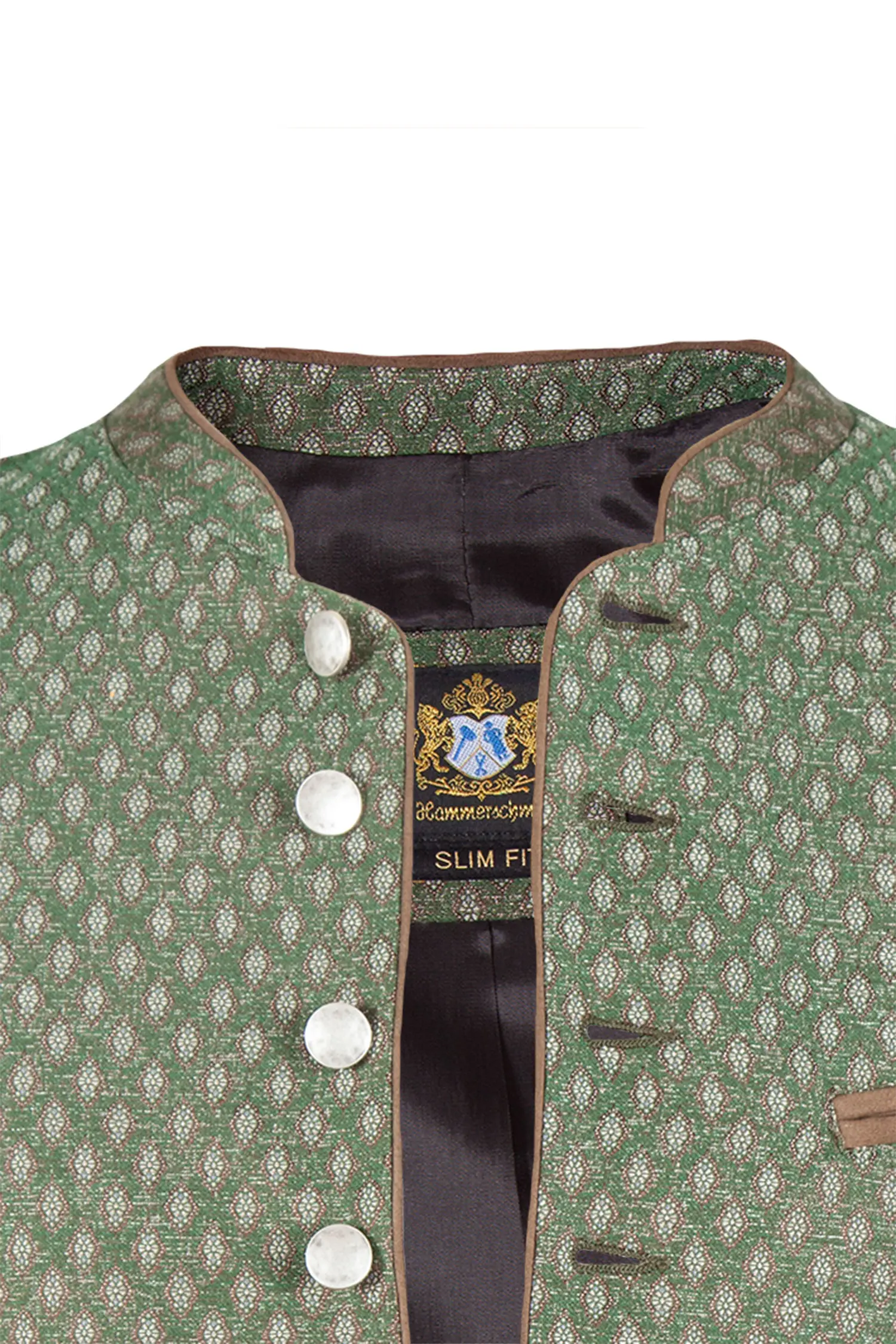 Braun gemusterte Trachtenweste Jannik - Detail Knöpfe