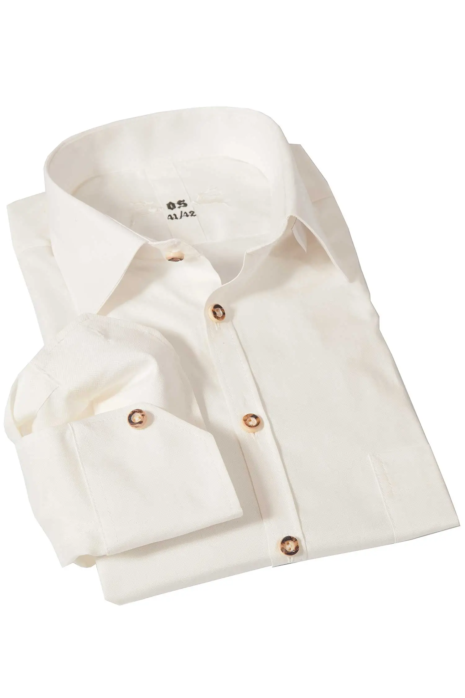 Trachtenhemd klassisch in creme mit Hornknöpfen