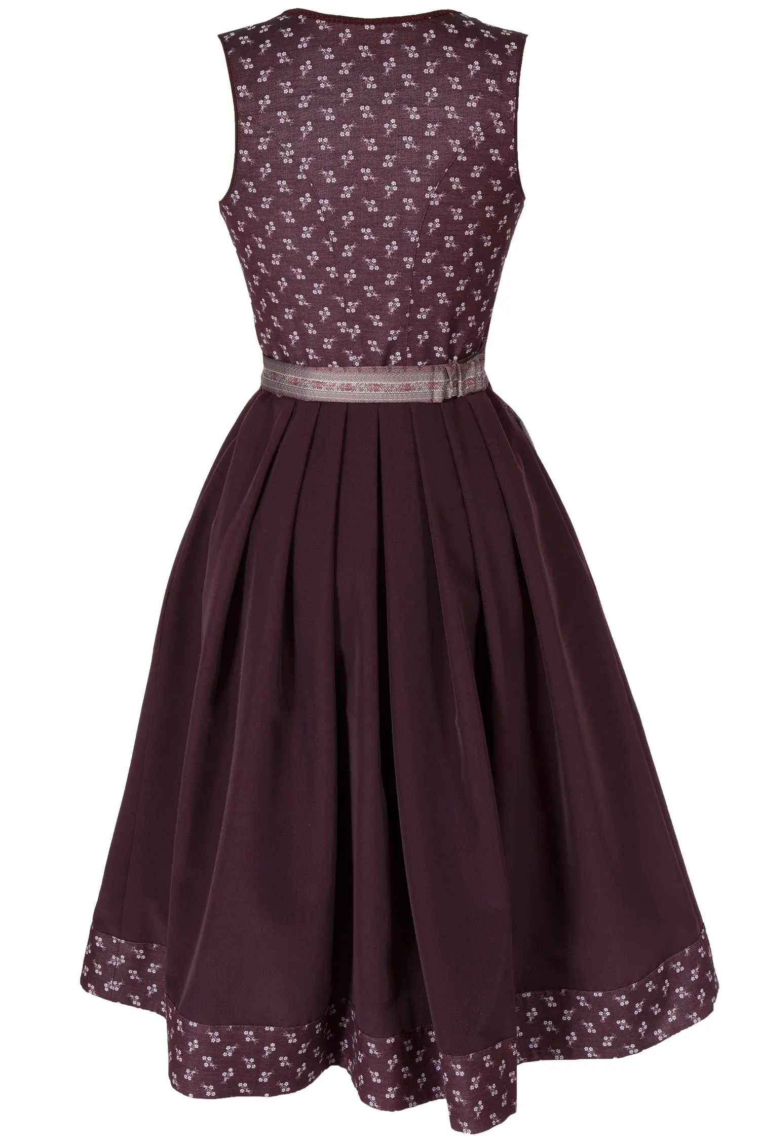 Midi Dirndl in burgund mit Reißverschluss hinten