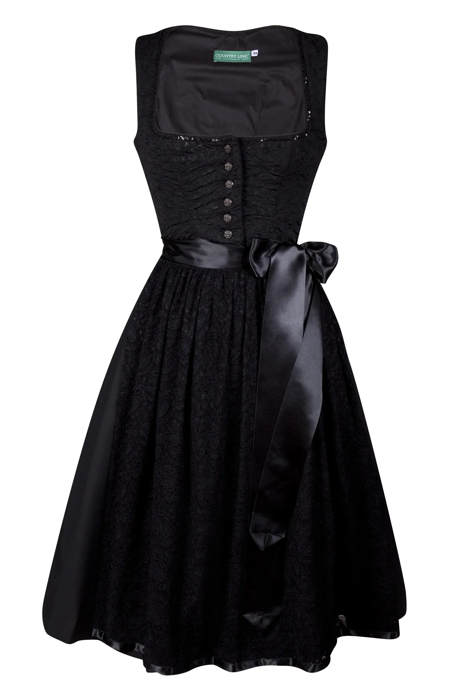 3097-1808-sw5-23-11-290016 Stretchdirndl in schwarz mit Netzschürze