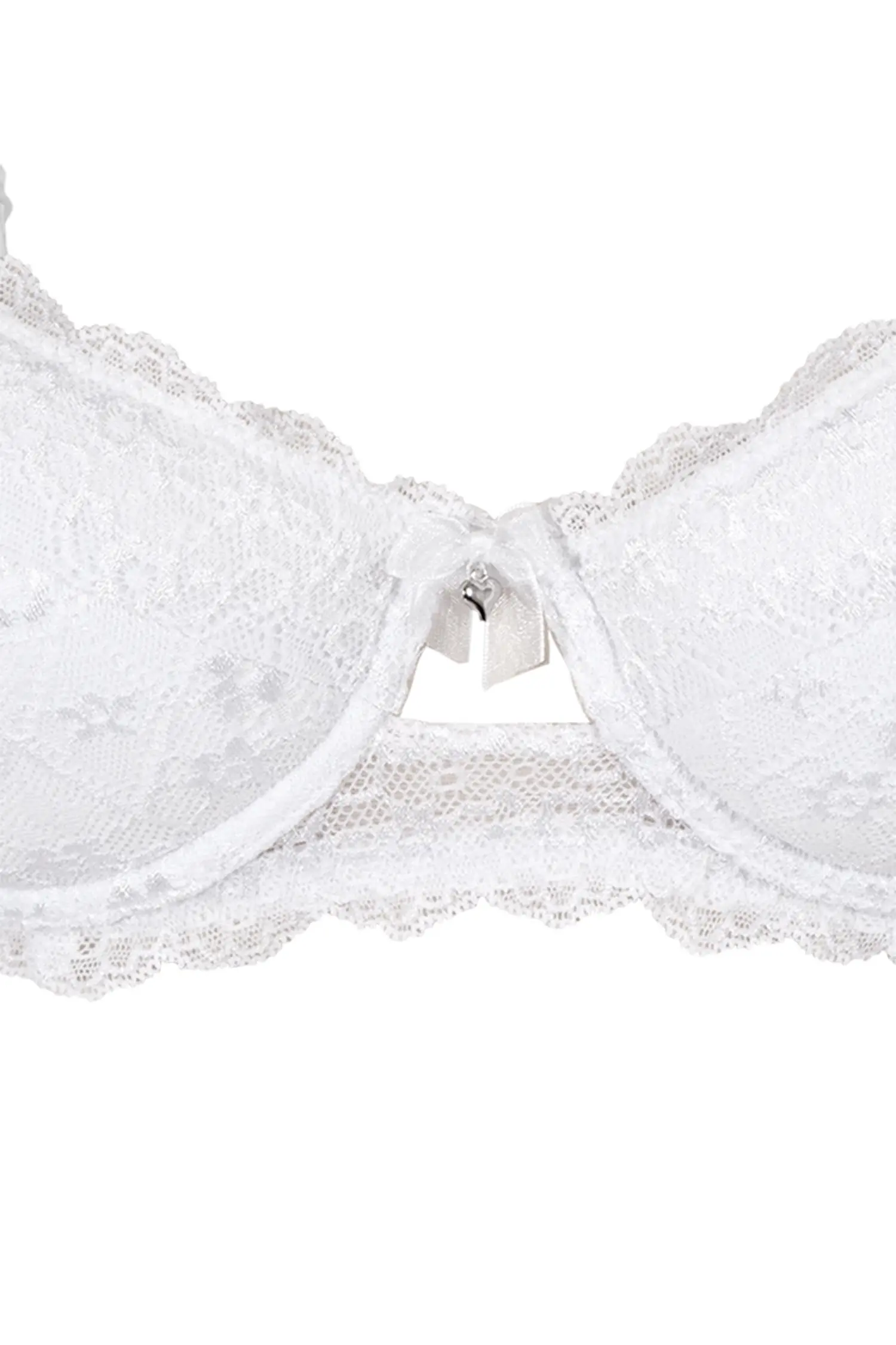 Dirndl BH in weiß mit Spitze und Rose und leichtem Push-up frei Detail