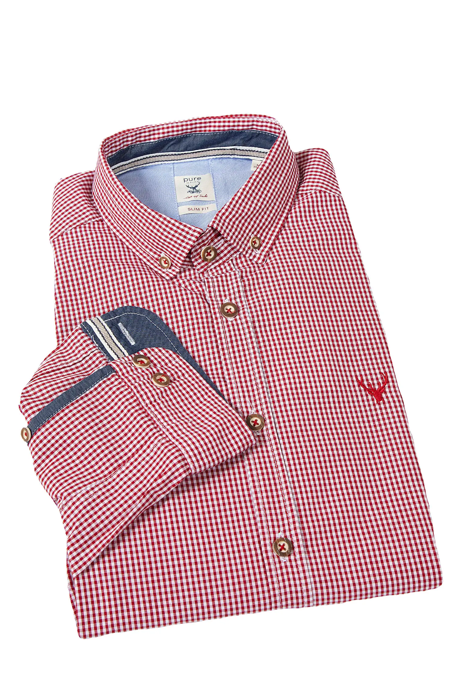 1524-1043-RT5-23-03e-5445a Trachtenhemd kleinkariert in bordeaux