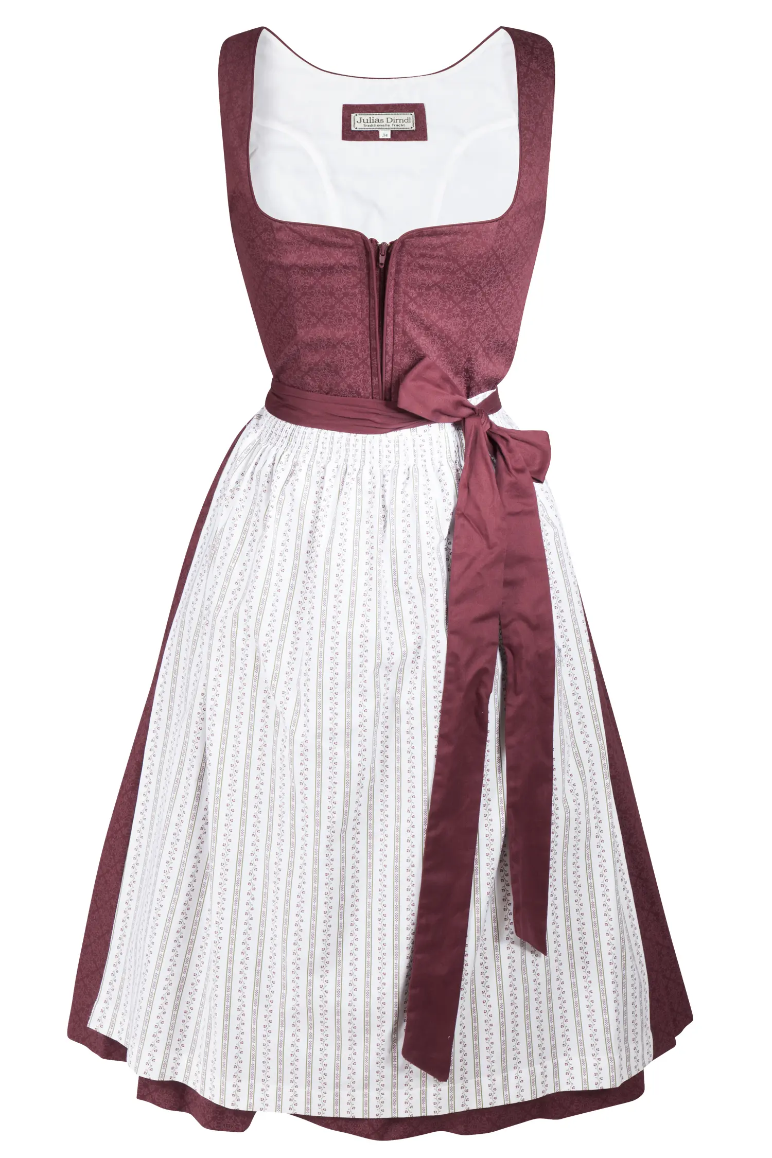 Dirndl Lissy in bordeaux mit heller Schürze
