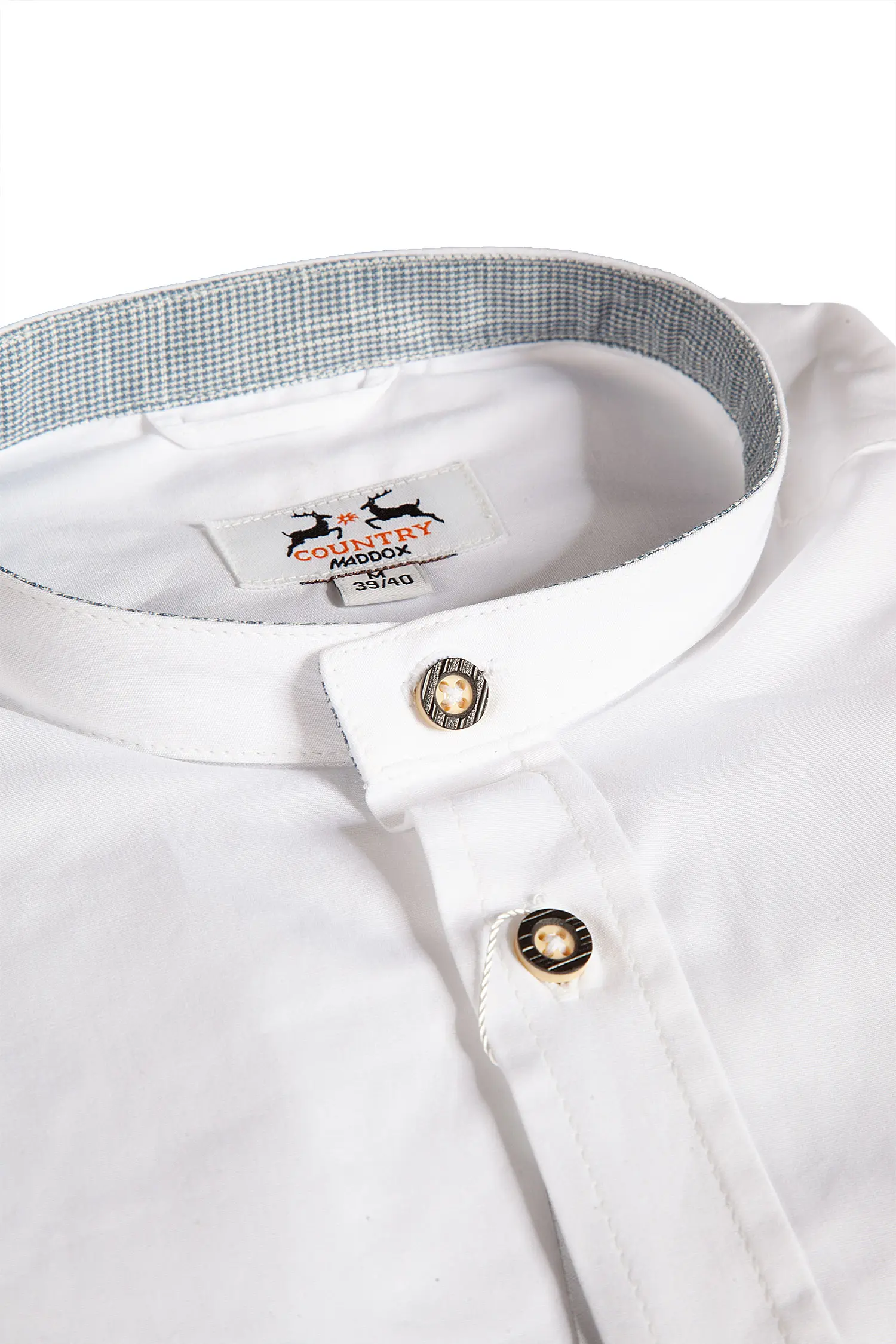 Trachtenhemd in weiß mit grauen Details