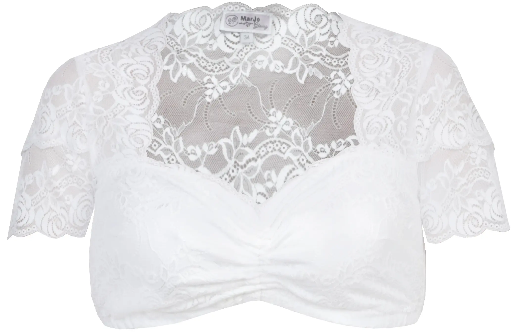 Stretch-Dirndlbluse Irma-Kosira in weiß aus Spitze