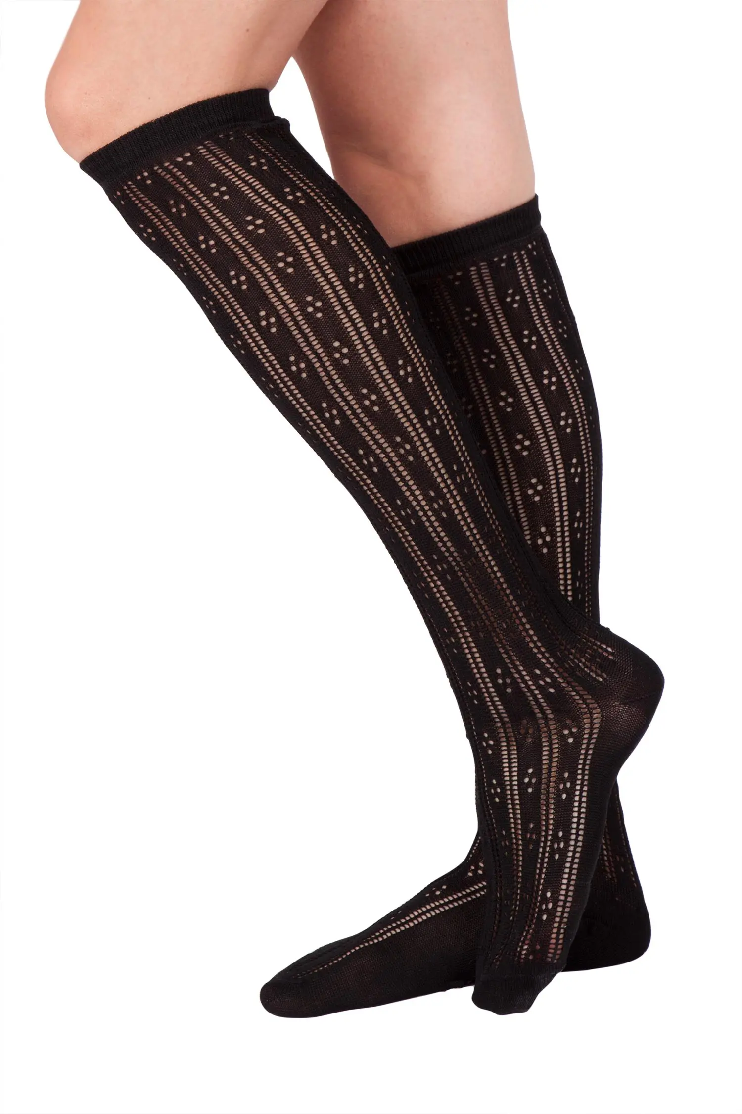 trachten-kniestrumpf-damen-schwarz-4521-0002-sw6-19-06a-1520-a Damen Trachten Kniestrümpfe in schwarz