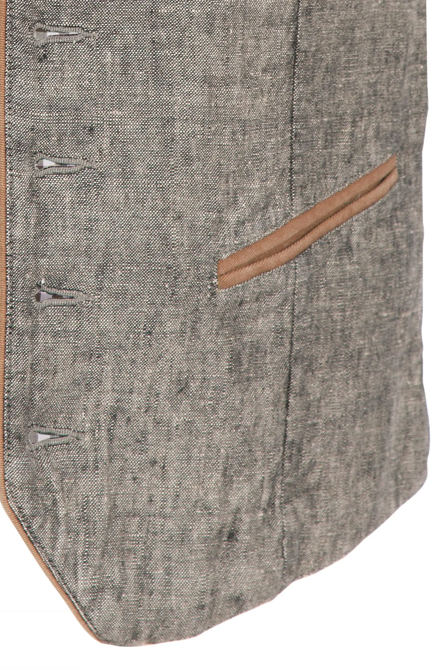 Trachtenweste aus Leinen in grau meliert Detail