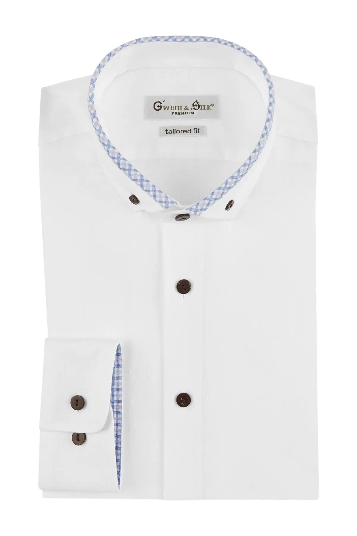 Trachtenhemd Klostersee in weiß von Gweih&Silk Weißes Trachtenhemd Klostersee Gweih & Silk