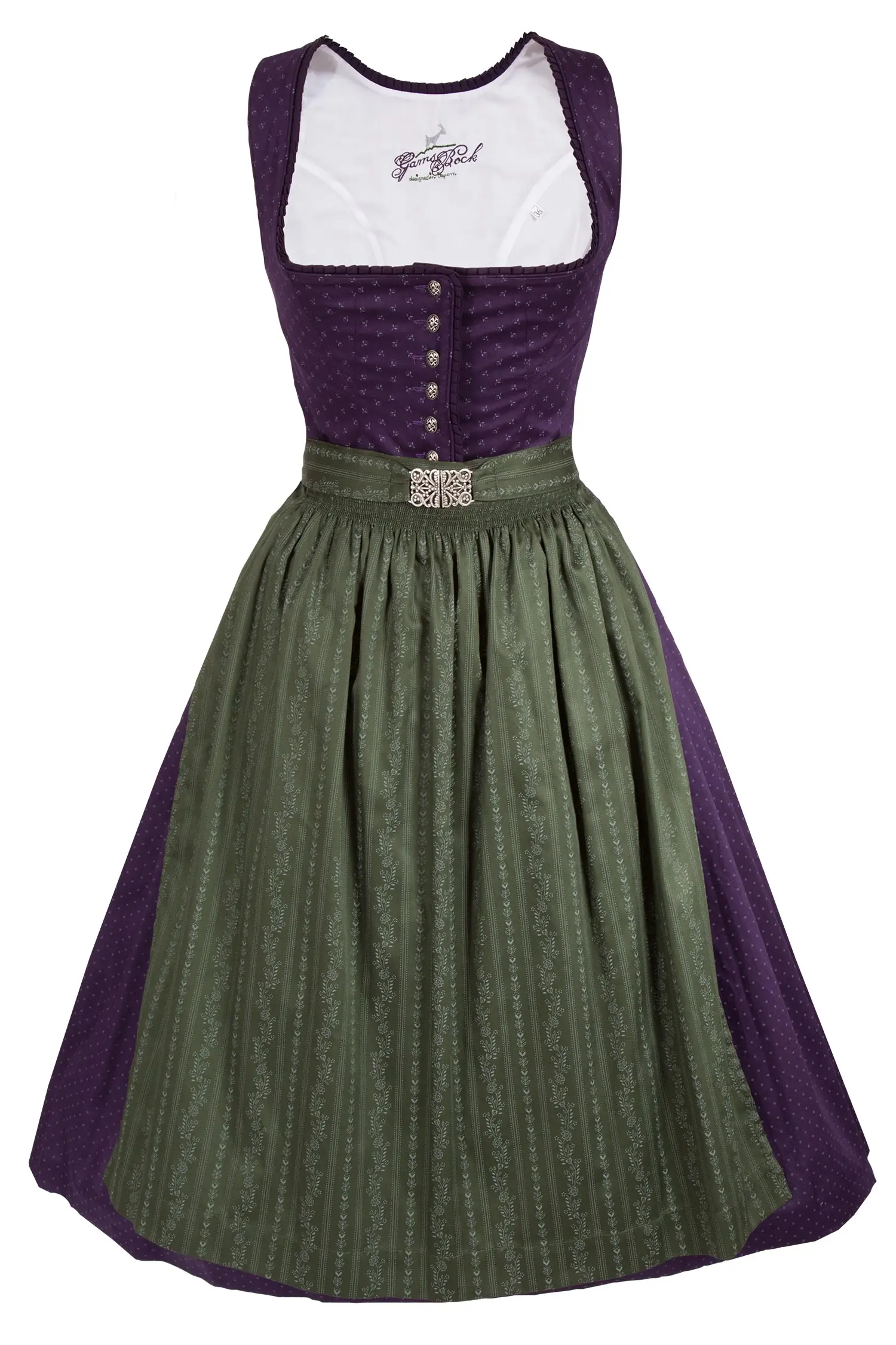 Midi Dirndl Kathi in aubergine und dunkelgrün 