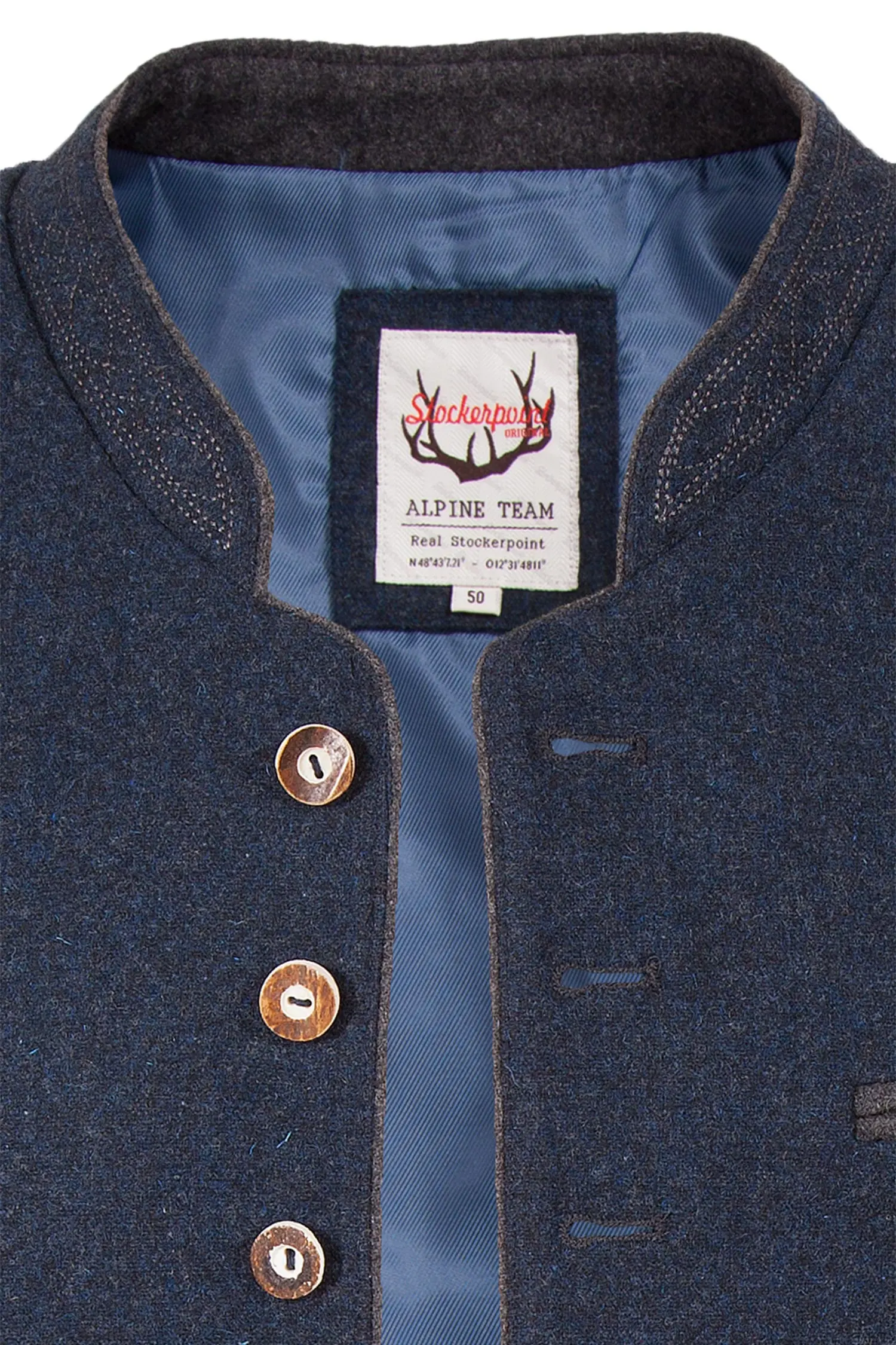 trachtenweste-loden-dunkelblau-1343-1038-bl8-19-05b-0244-b Trachtenweste Sirius aus Loden in dunkelblau Kragen