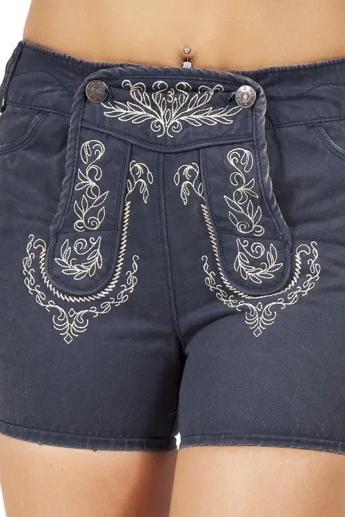 2671-1031-bl5-16-09b-8560-c Trachten Jeans Shorts Ilsa in dunkelblau von Lekra Detail