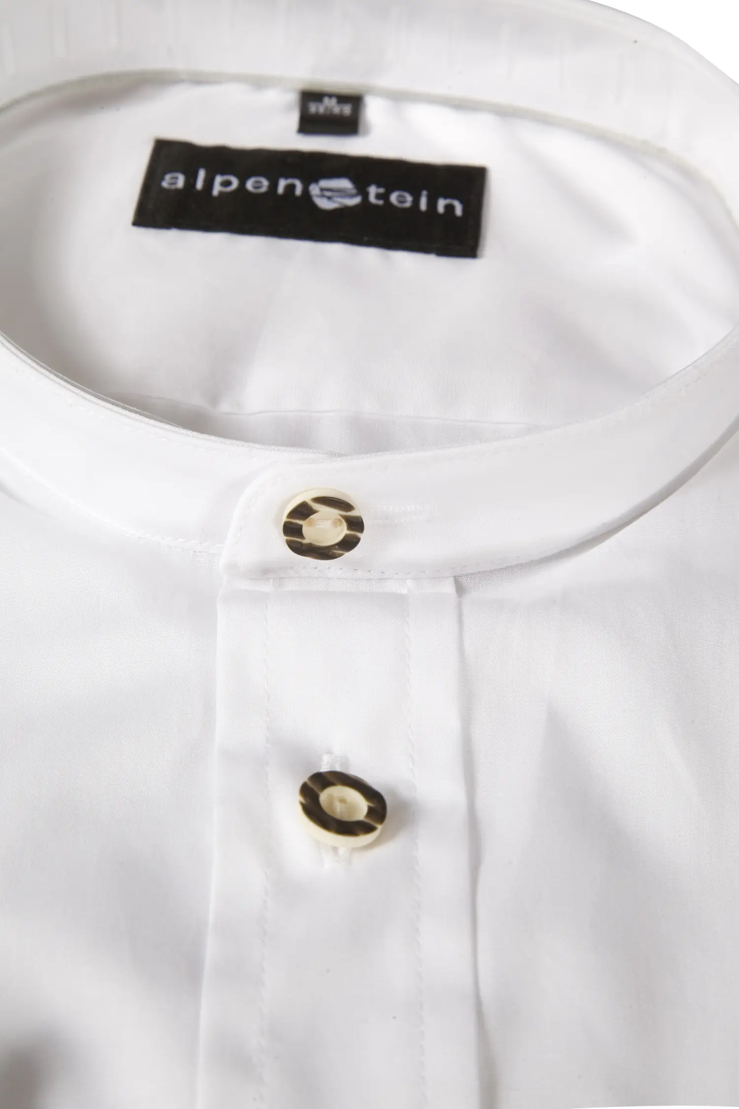 Trachtenhemd Wagner in weiß mit Stehkragen - Detail Kragen