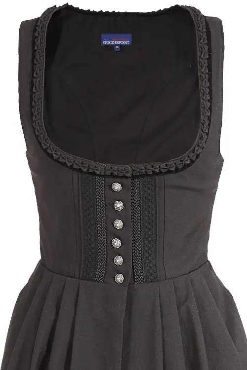 Langes Dirndl Zenta schwarz ohne Schürze Gastrodirndl - Detail Mieder