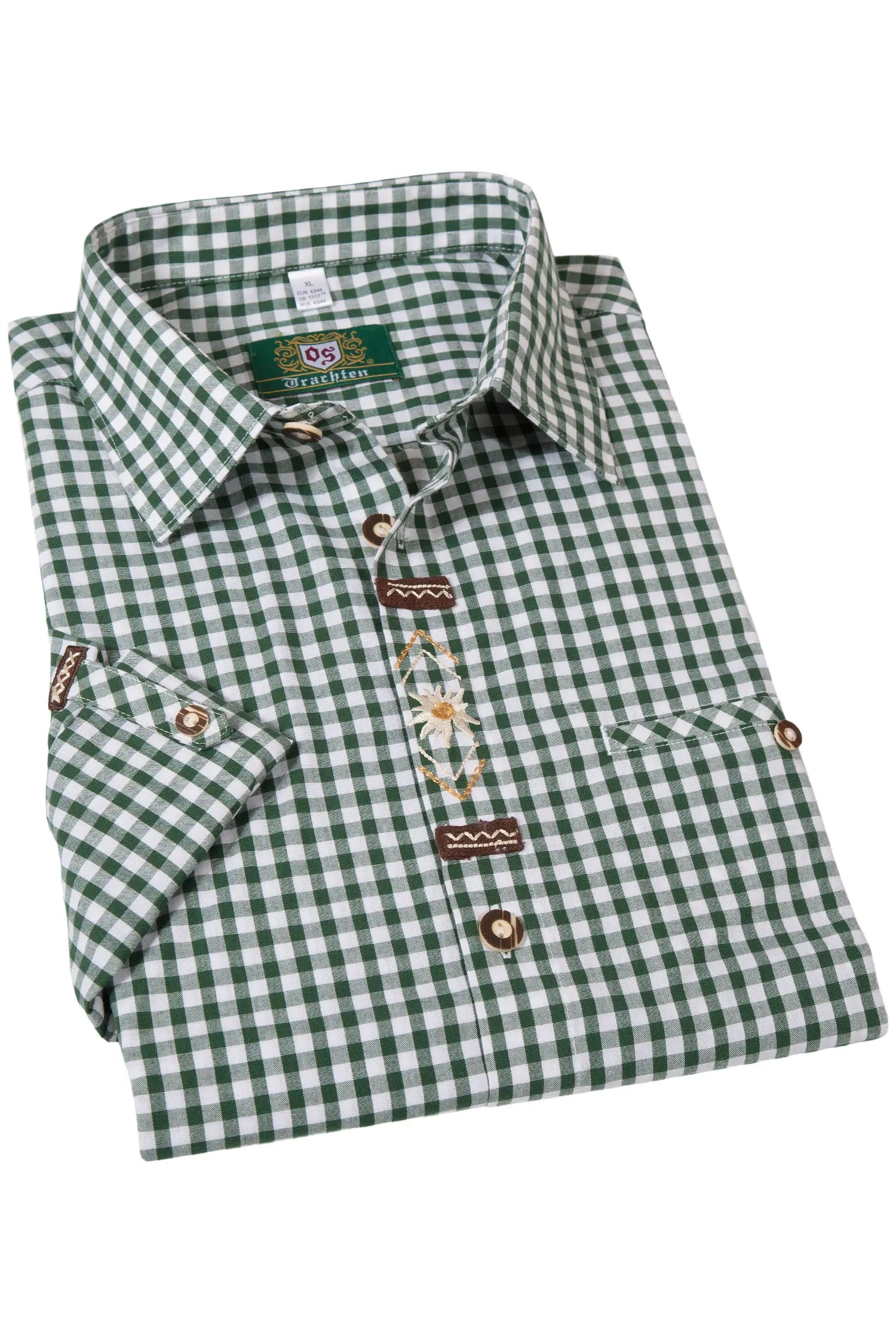 Trachtenhemd Landhaus in dunkelgrün kariert 