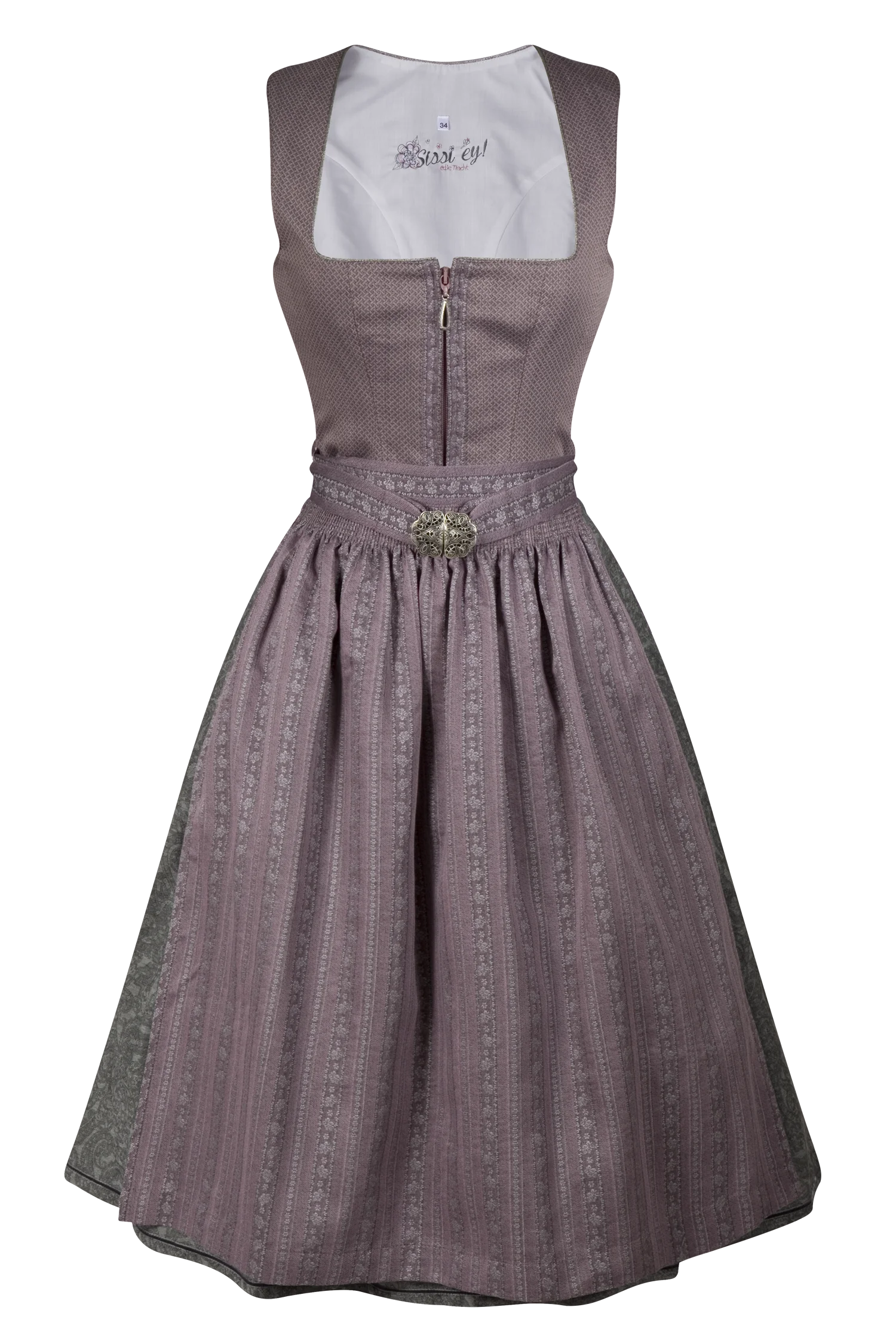 3098-0372-ro7-23-06f-0727 Elegantes Dirndl in altrosa/grau