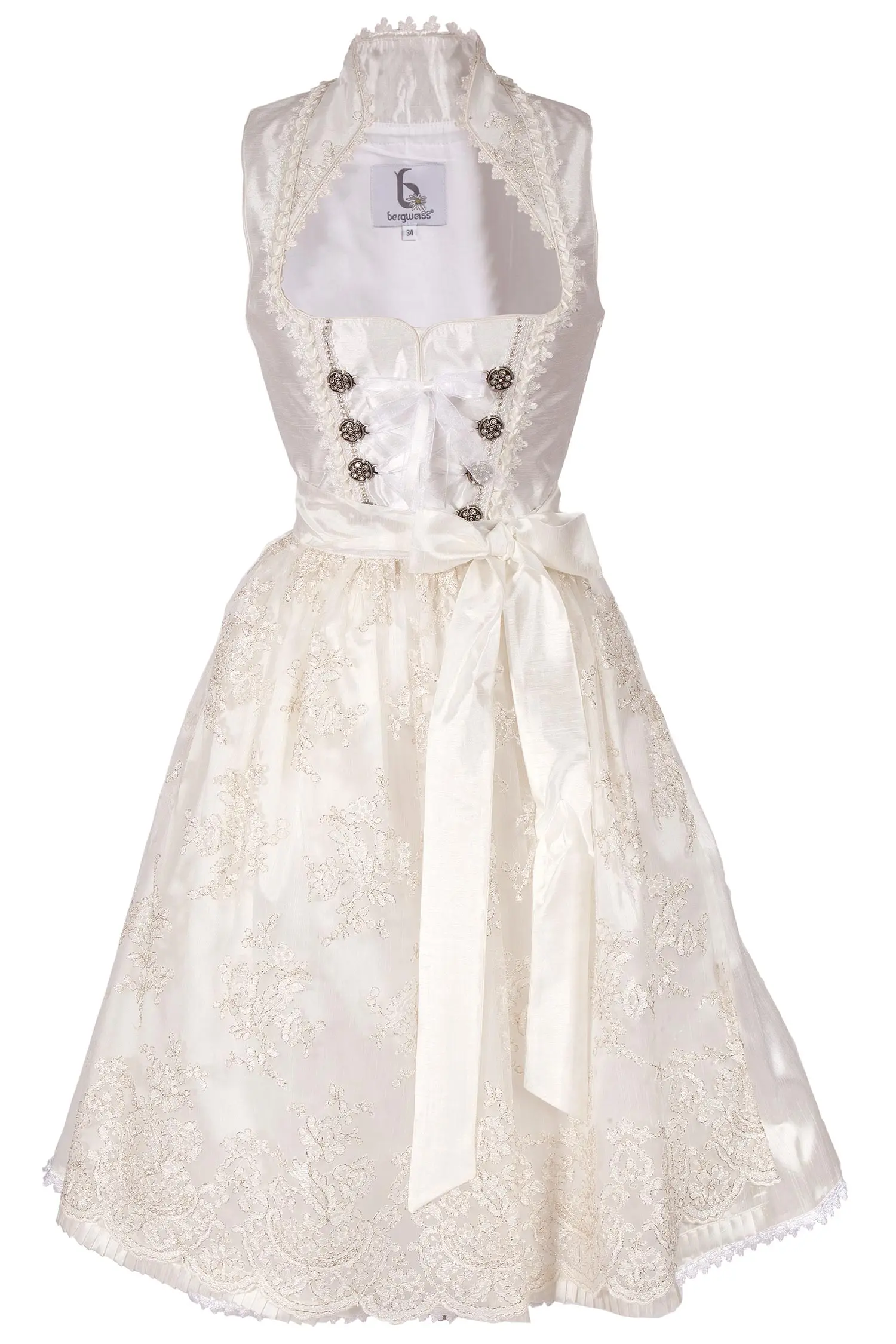 Hochzeitsdirndl in ecru mit Schneewittchenkragen