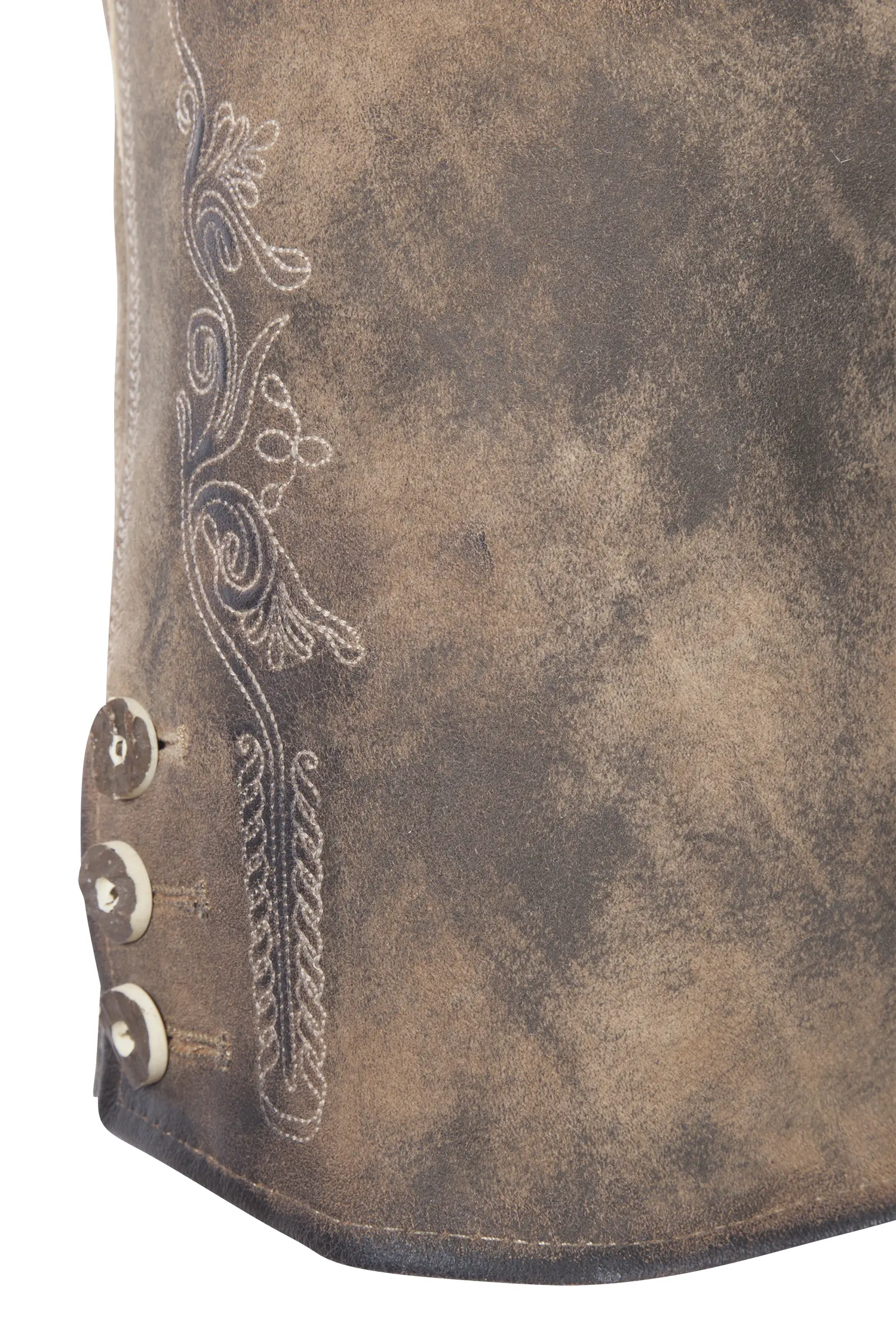 1601-1023-2NA-23-05-e7279 Lederhose Amberg in camel mit Gürtel - Detail Bein