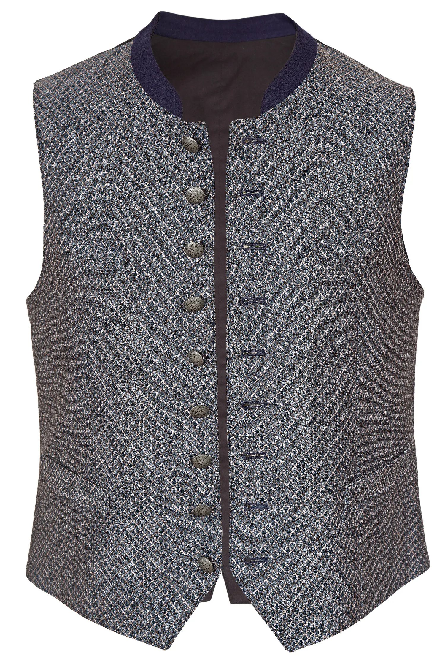 Herren Trachtenweste Ansbach in dunkelblauen Rautenmuster 